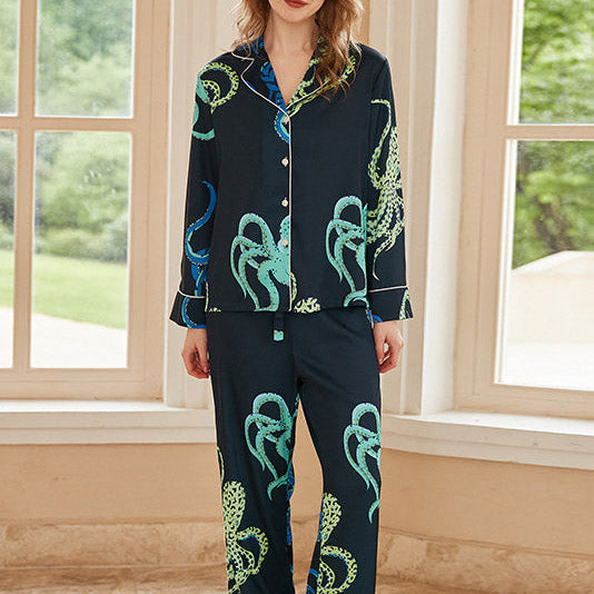 Ahtapot Desenli Uzun Kollu Pijama Takımı