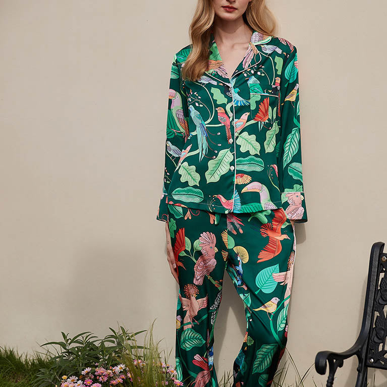 Kaplan ve Maymun Desenli Buz Kol Loungewear Seti