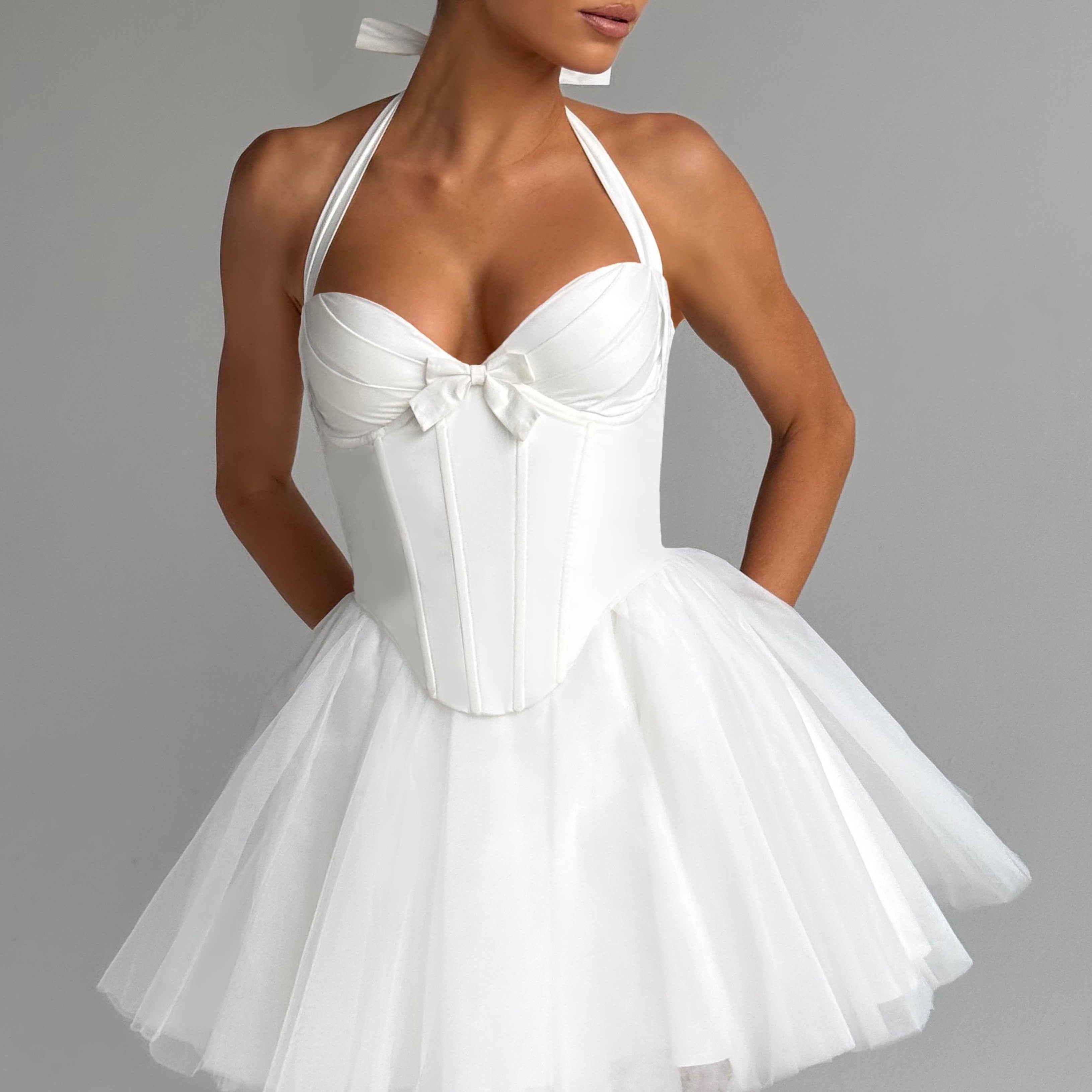 Keely Corset Mini Dress – Ivory