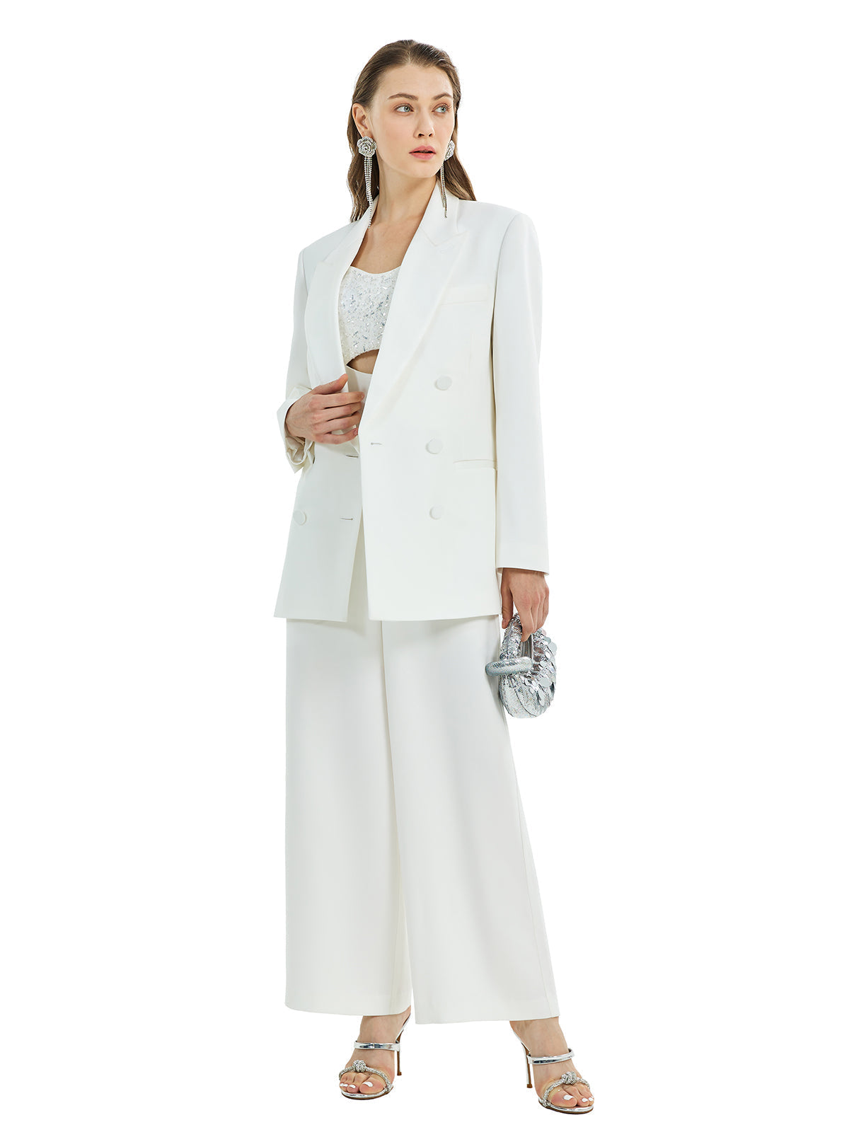 Asetat Panelli Saten Avangart Takım Elbise Ceketi