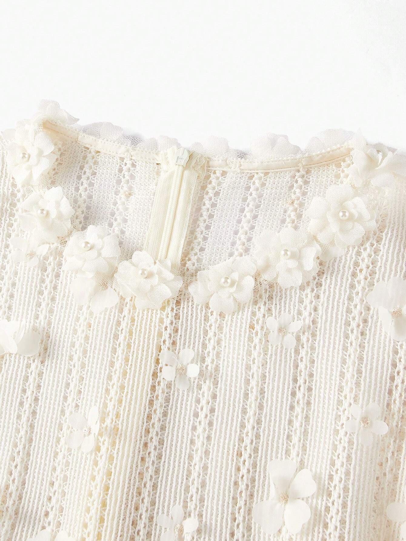 Mona Dantel İşlemeli Midi Elbise