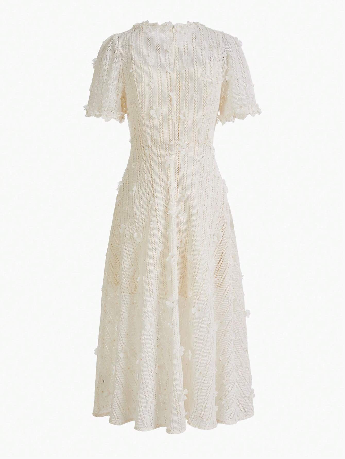 Mona Dantel İşlemeli Midi Elbise