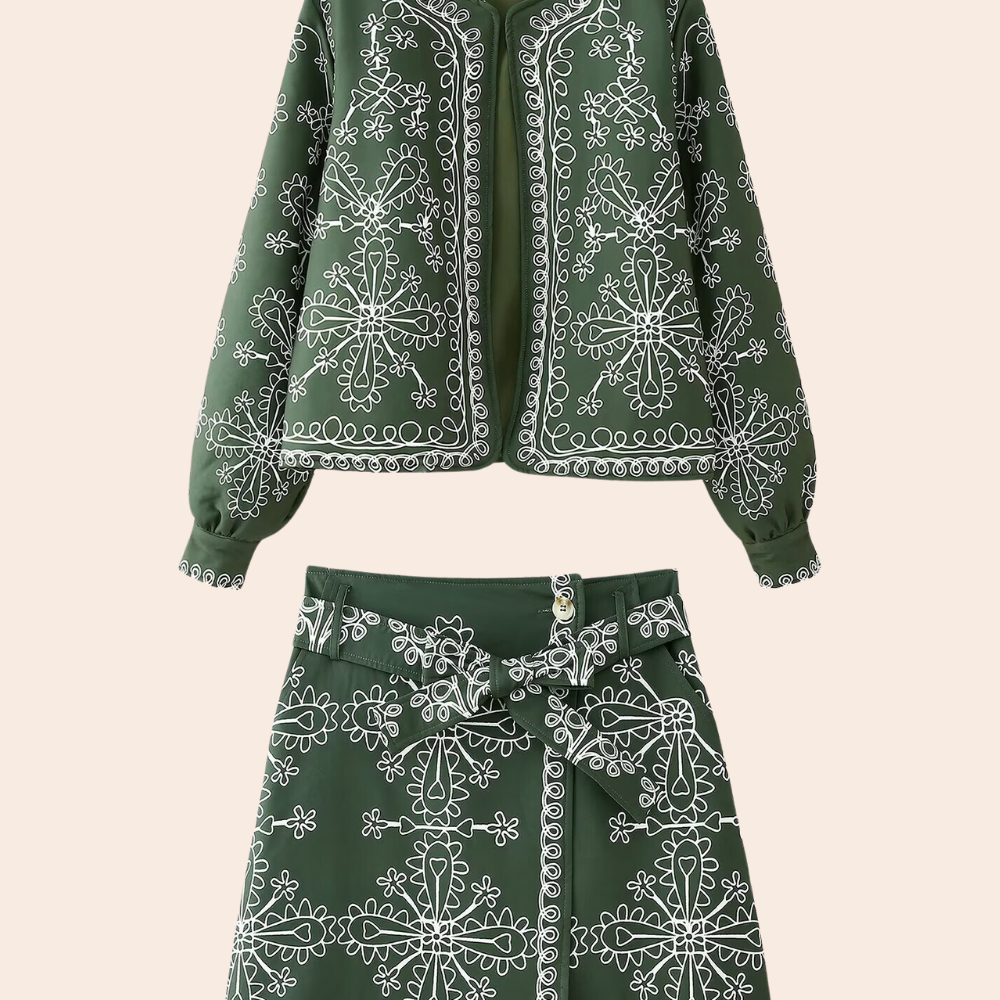 Soyut Baskılı Şişme Ceket Takım