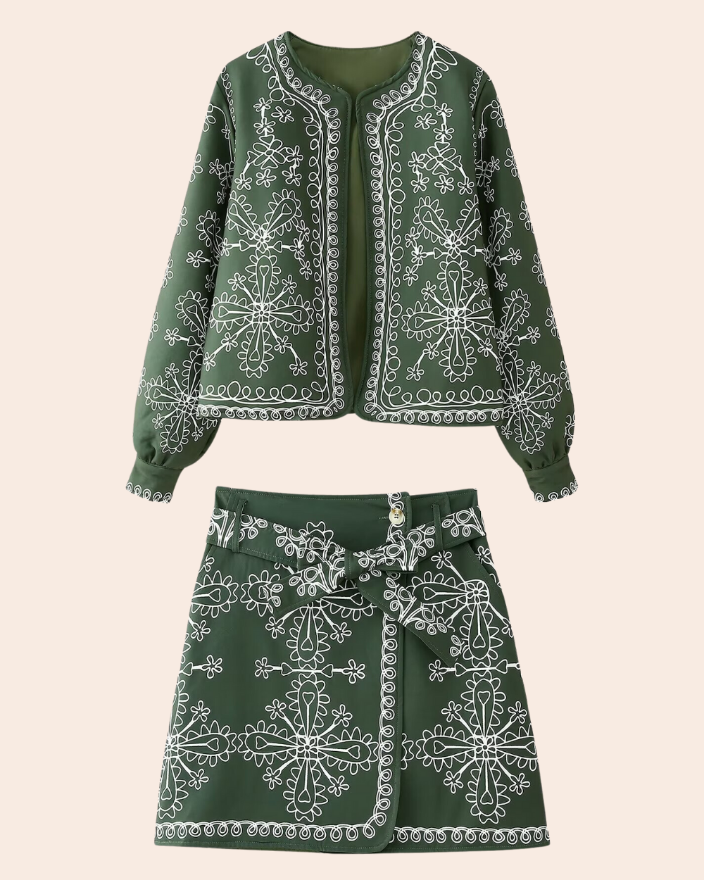 Soyut Baskılı Şişme Ceket Takım