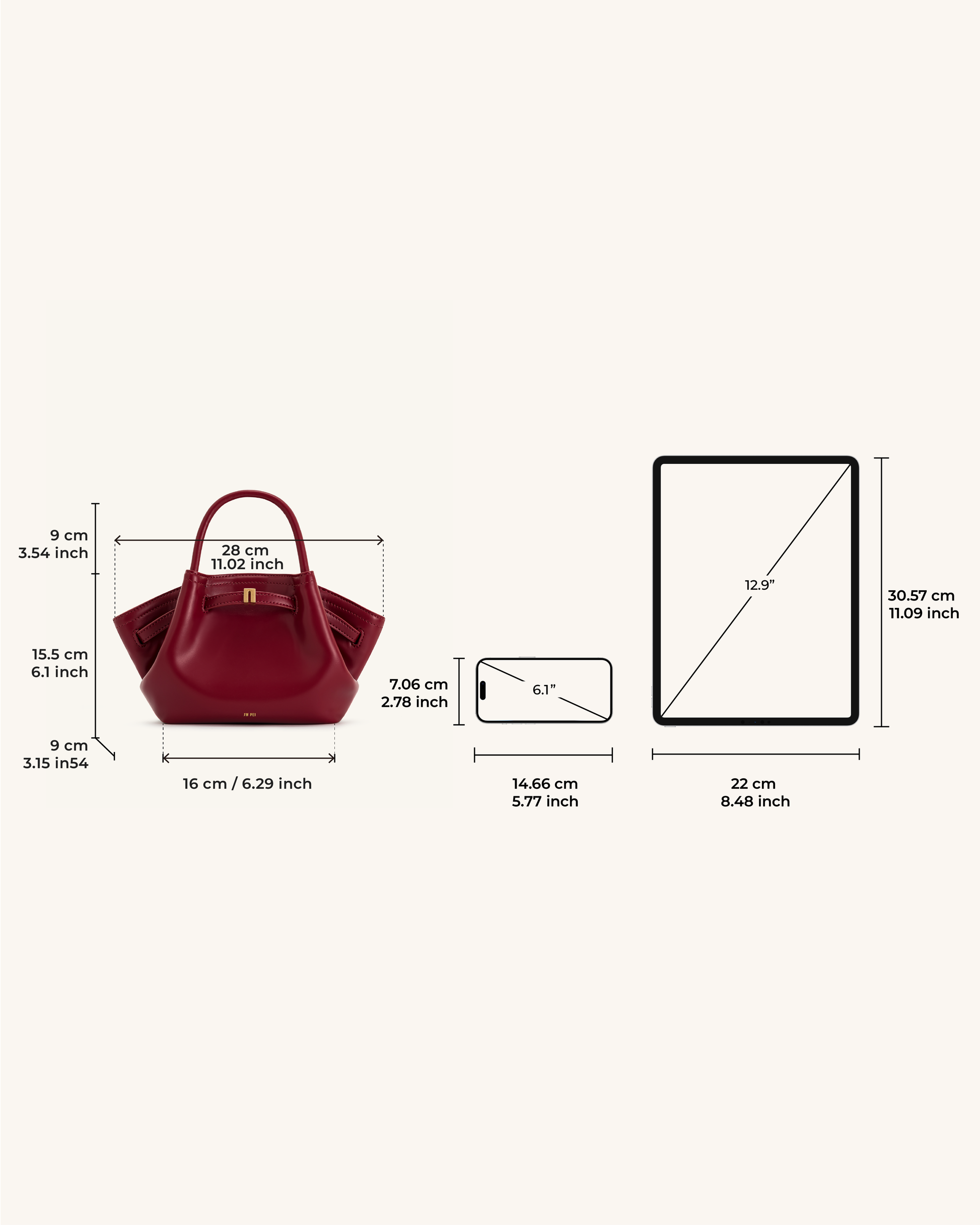 Eloura Small Tote Çanta - Bordo