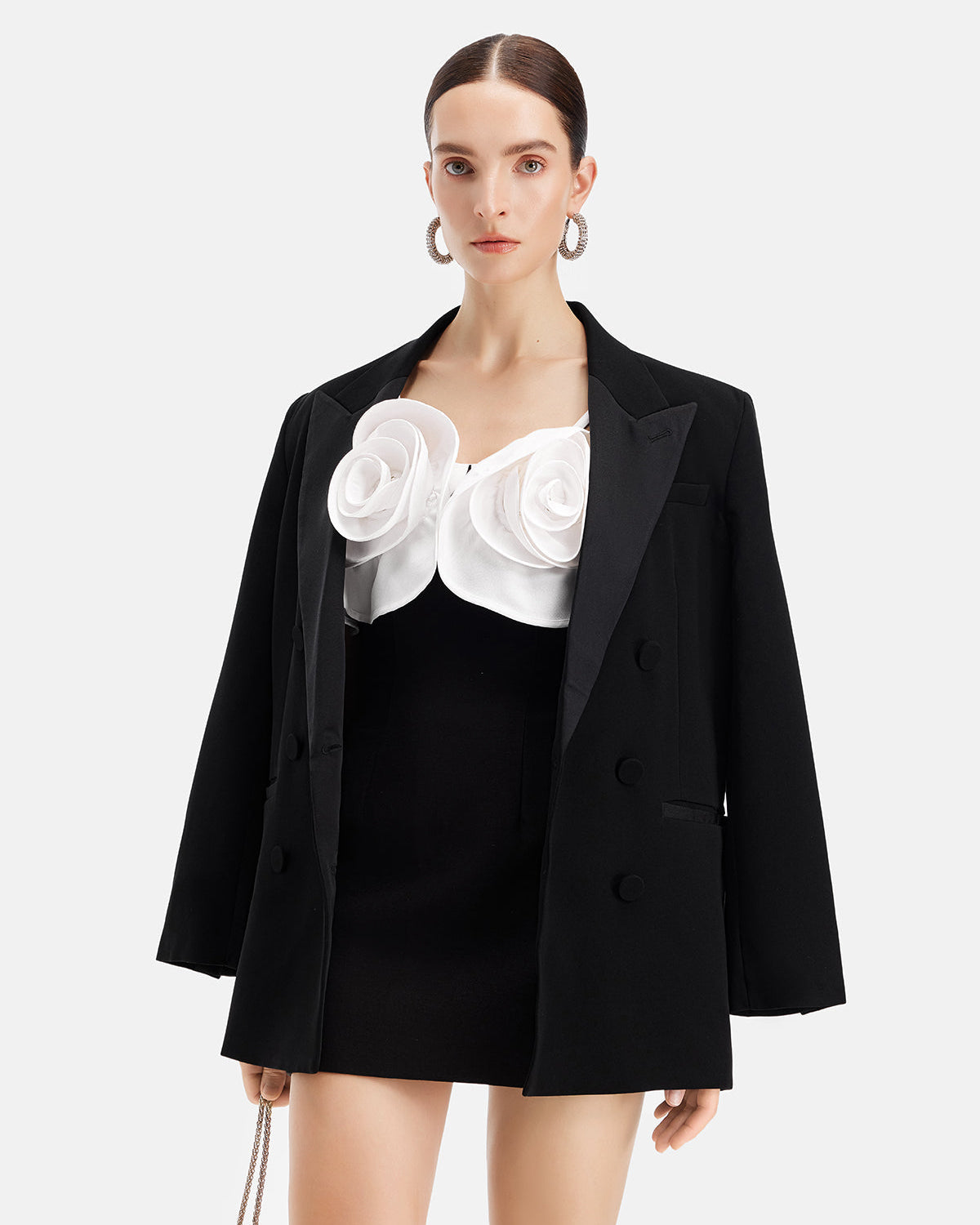 Asetat Panelli Saten Avangart Takım Elbise Ceketi