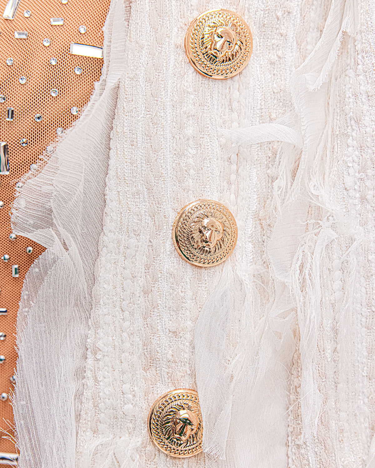 Modern Nakışlı Püsküllü Tüy Ceket