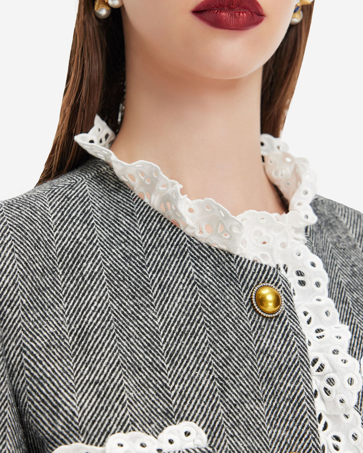 Regal Yün Dantel Trim Ceket