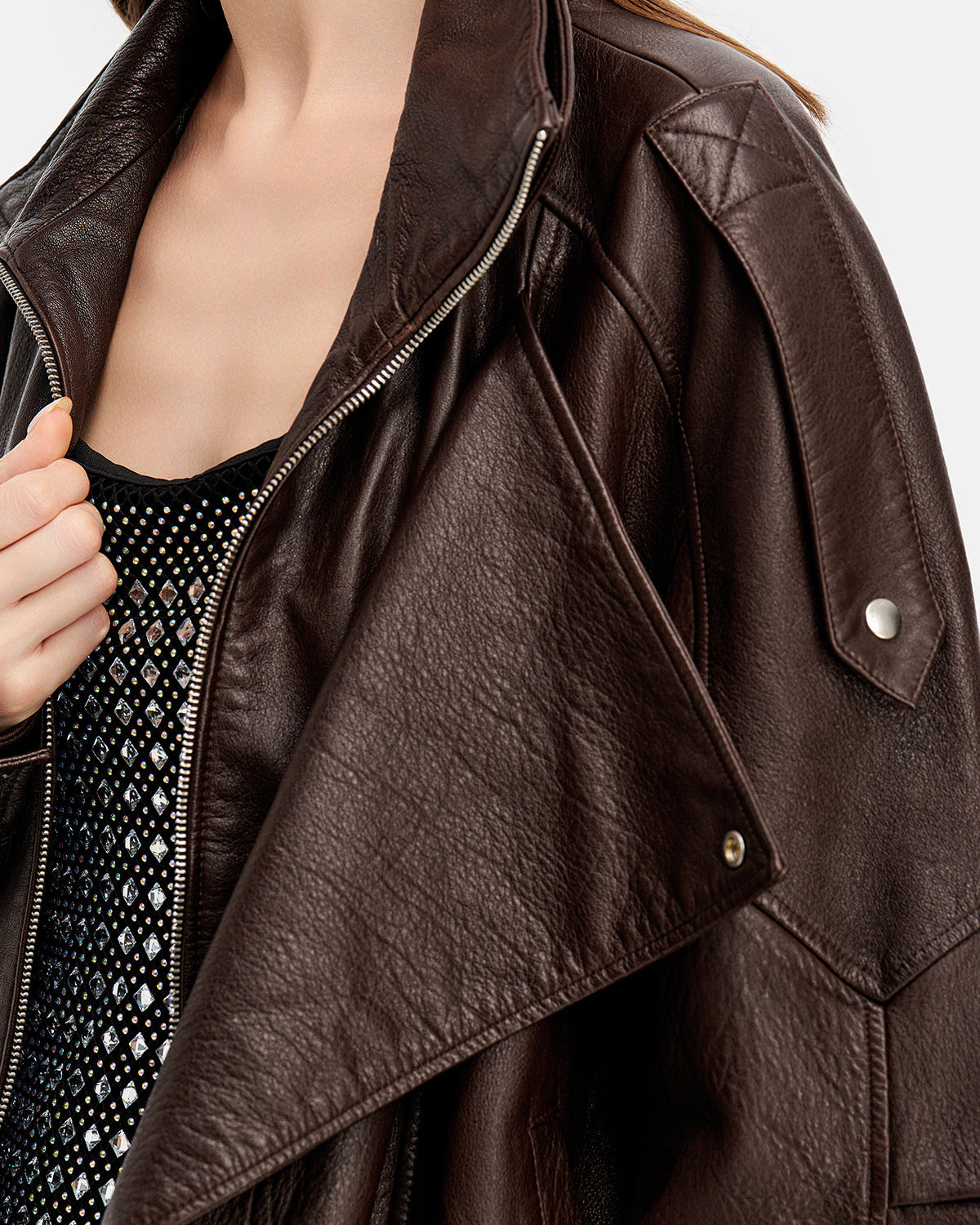 Çift Yaka Hakiki Deri Ceket