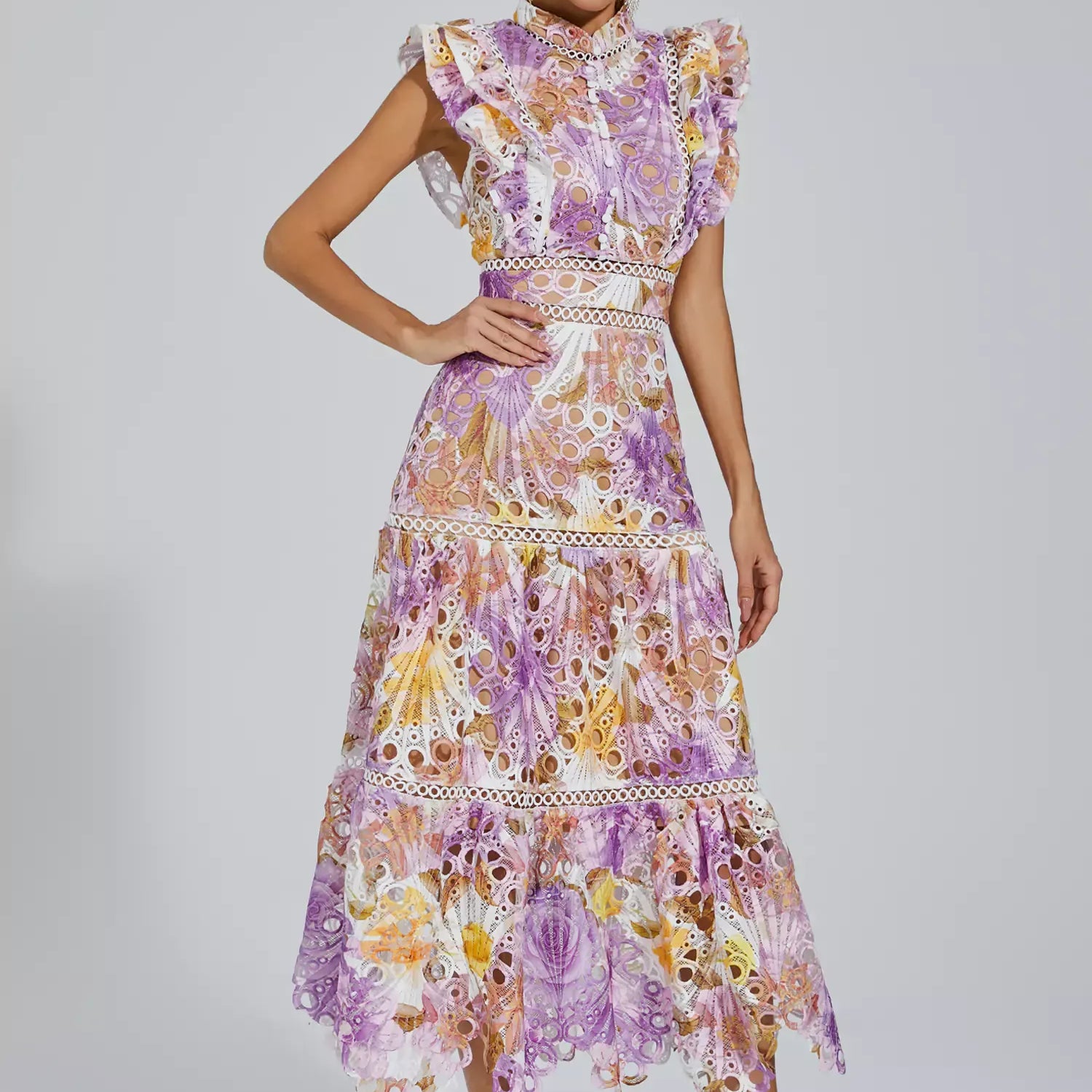 Ayleen Mor Hollow Kolsuz Maxi Elbise