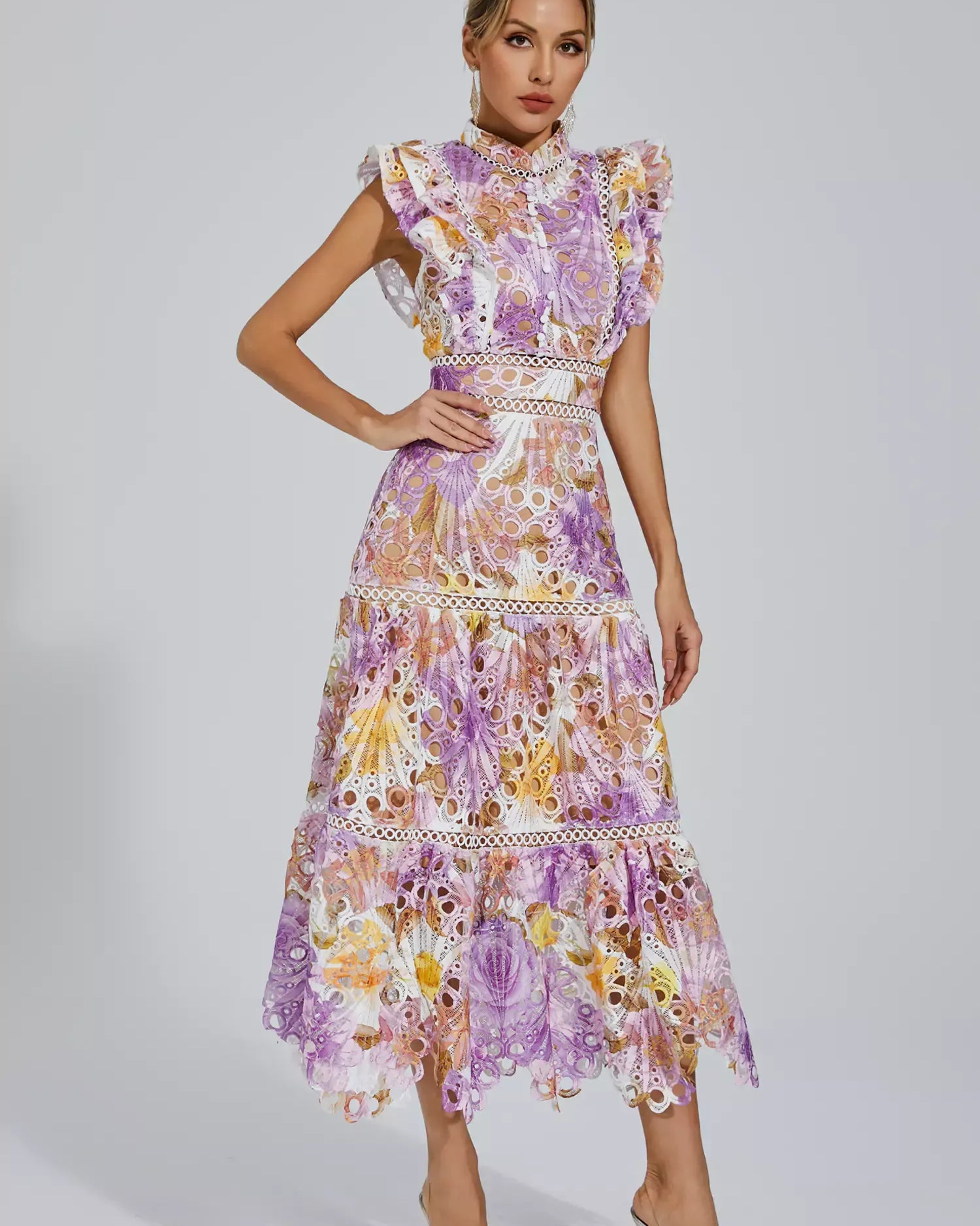 Ayleen Mor Hollow Kolsuz Maxi Elbise