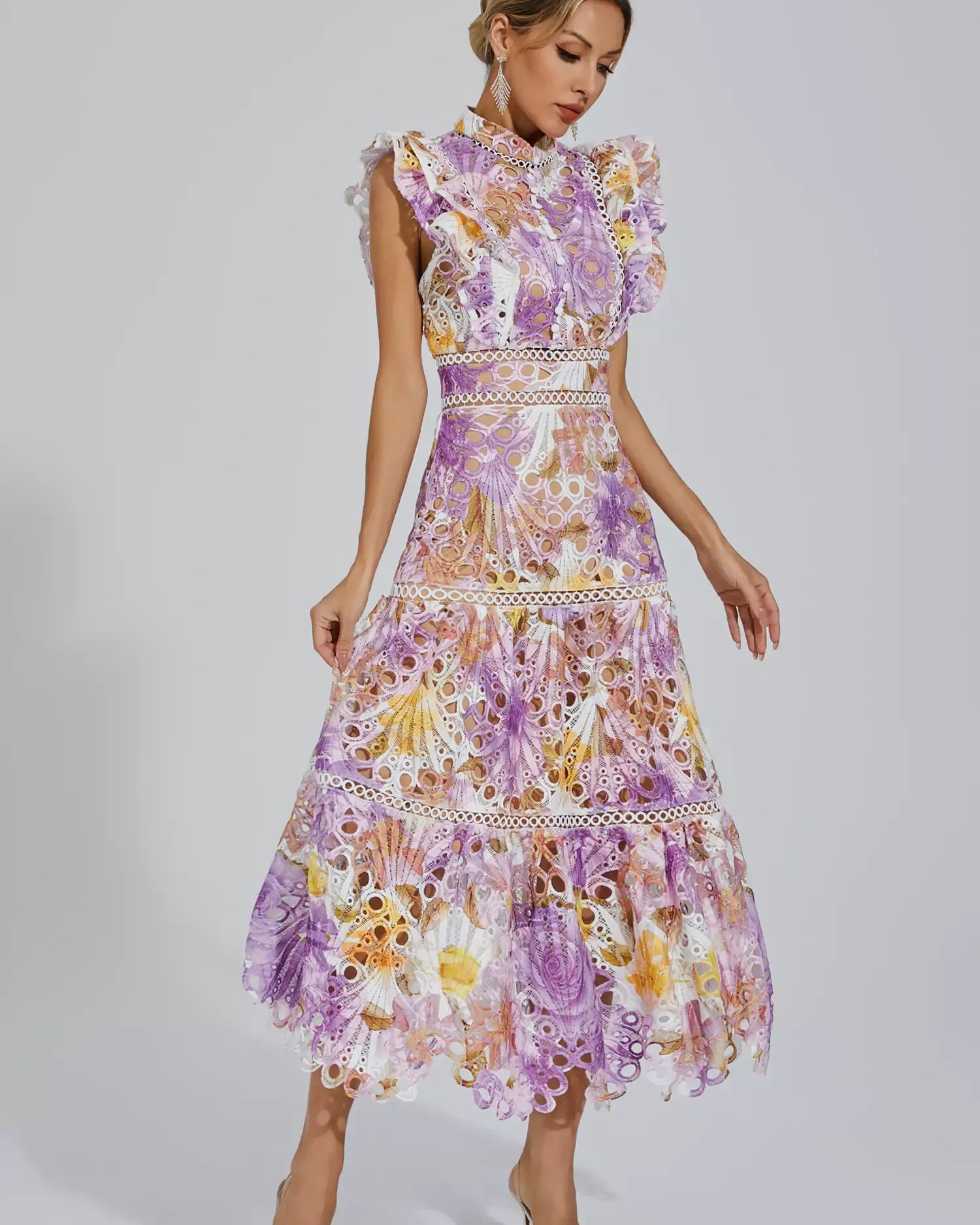 Ayleen Mor Hollow Kolsuz Maxi Elbise