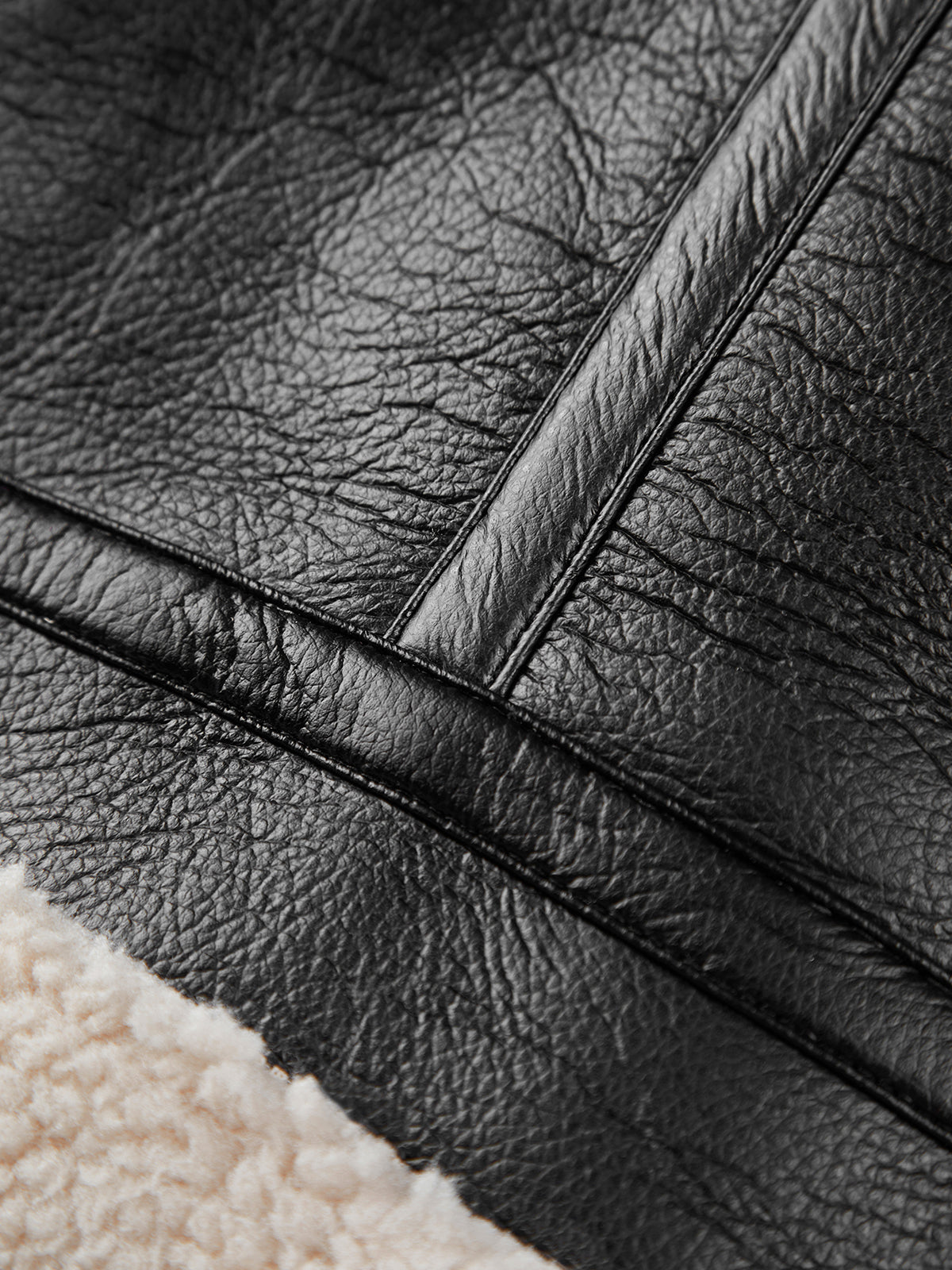 Sherpa Astarlı Koyun Postu Deri Uçuş Ceketi