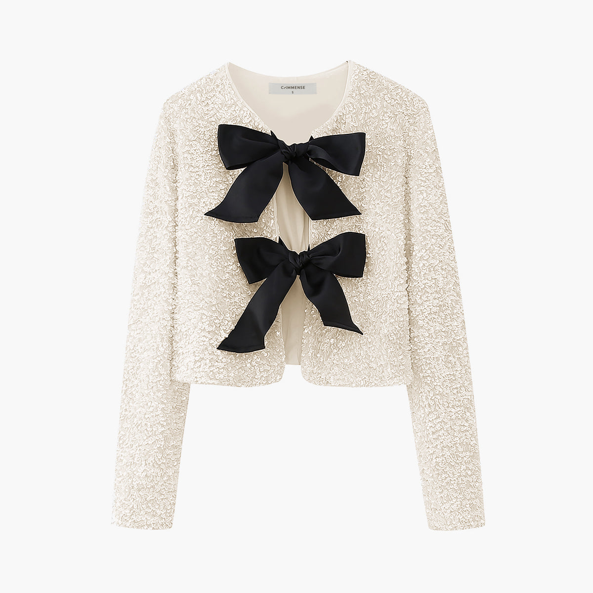 Payetli Kadife Fiyonk Dekor Ceket