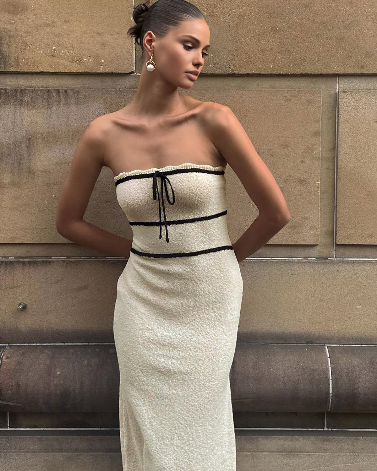 Düğümlü Tüp Midi Kazak Elbise