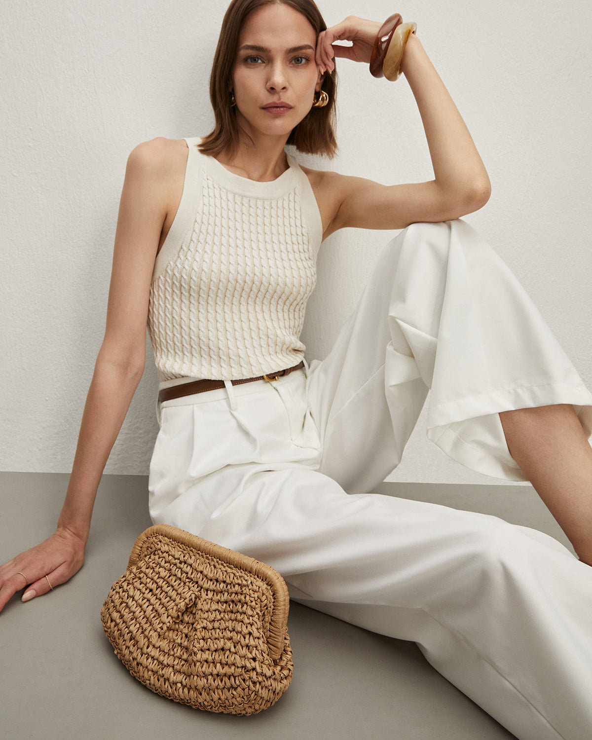 Düz Yuvarlak Yaka Kazak Yelek