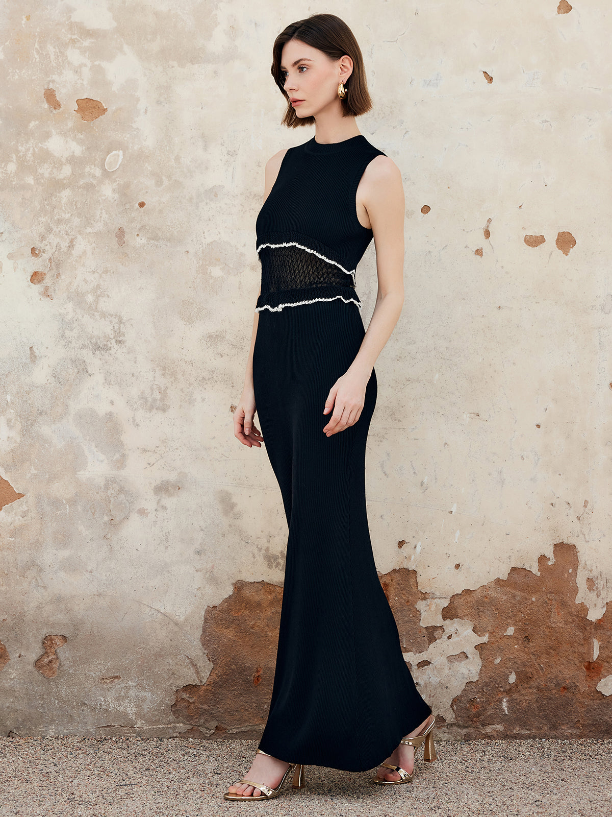 Şeffaf Ham Hem Kolsuz Kazak Elbise