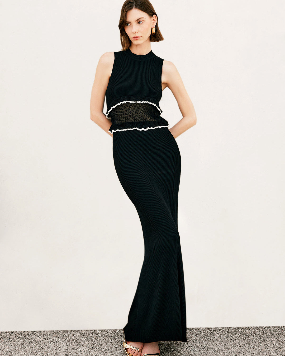 Şeffaf Ham Hem Kolsuz Kazak Elbise