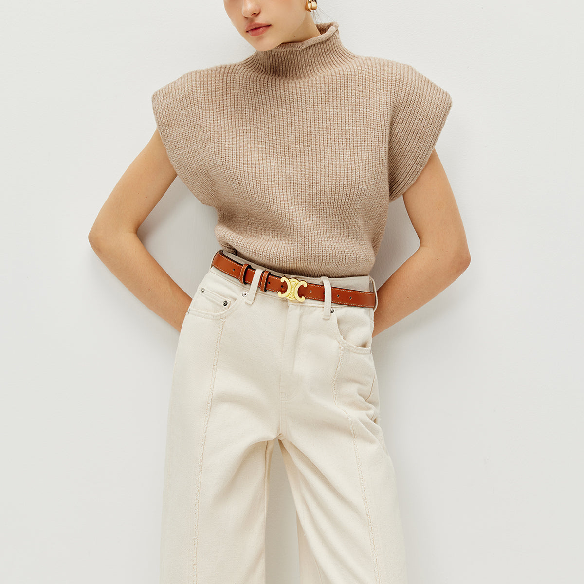 Kaburgalı Kısa Kollu Sıcak Kazak