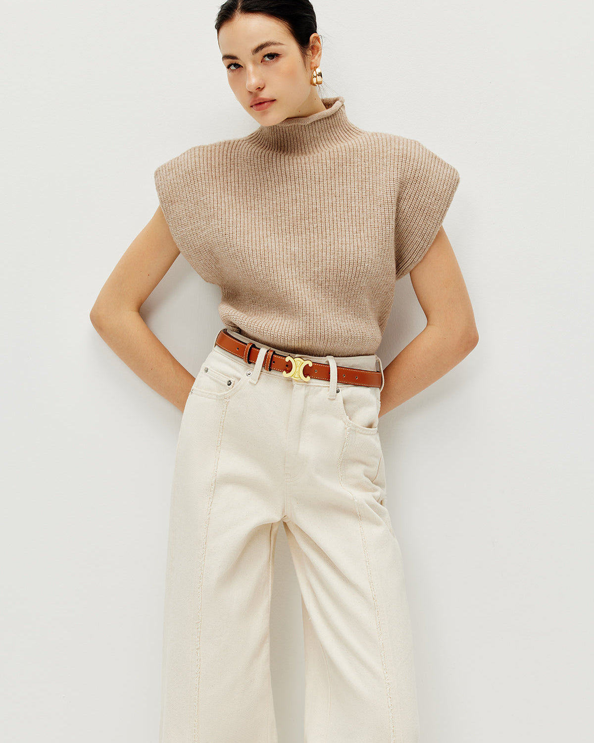 Kaburgalı Kısa Kollu Sıcak Kazak