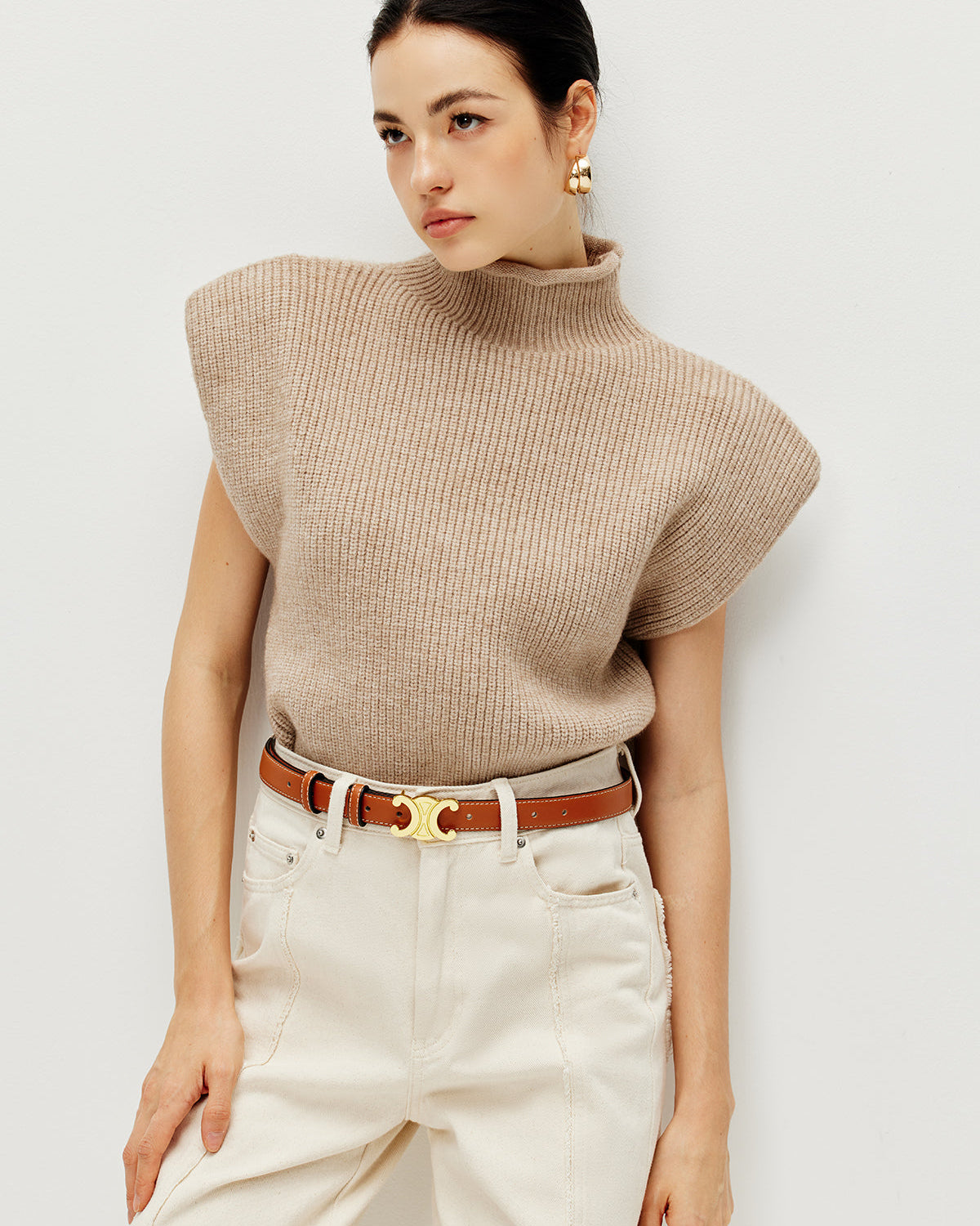 Kaburgalı Kısa Kollu Sıcak Kazak