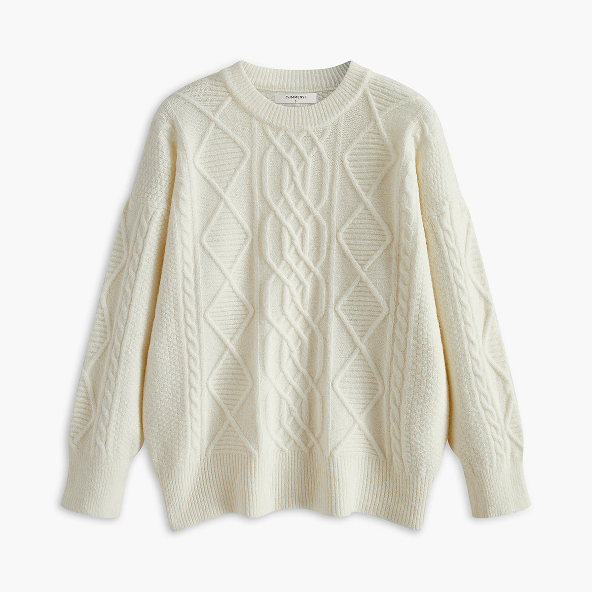 Yuvarlak Yaka Düz Kablo Kazak