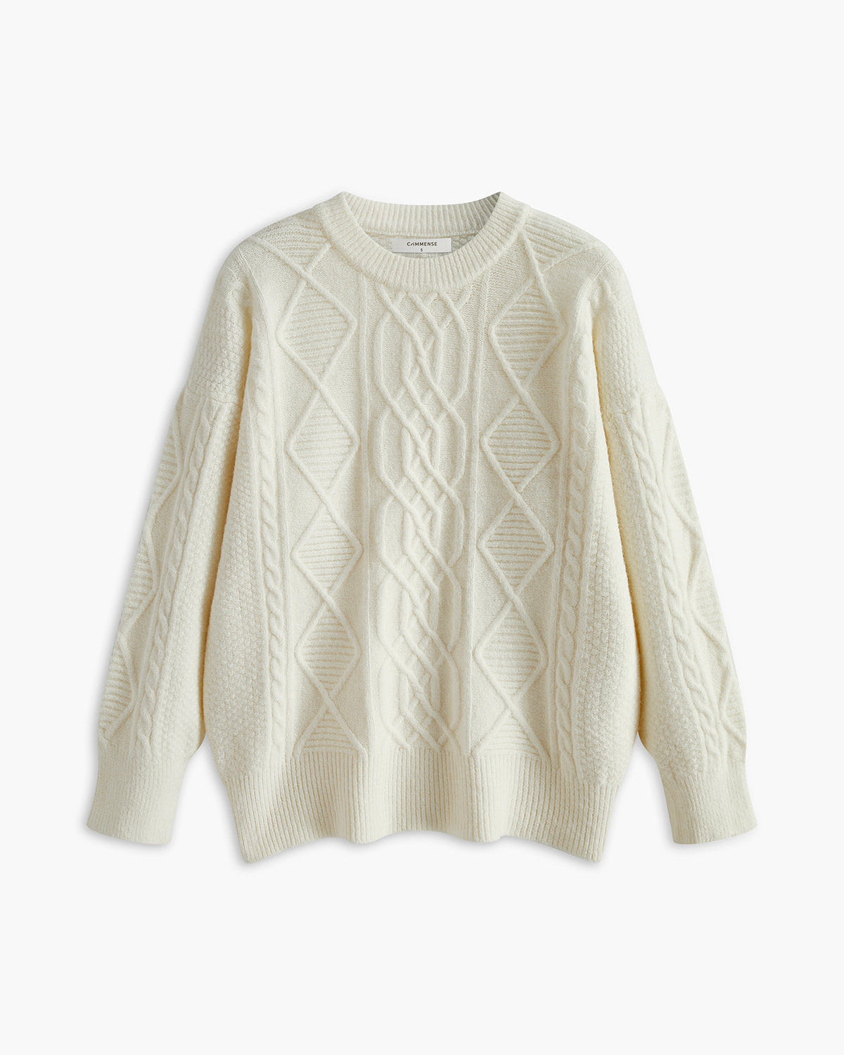 Yuvarlak Yaka Düz Kablo Kazak