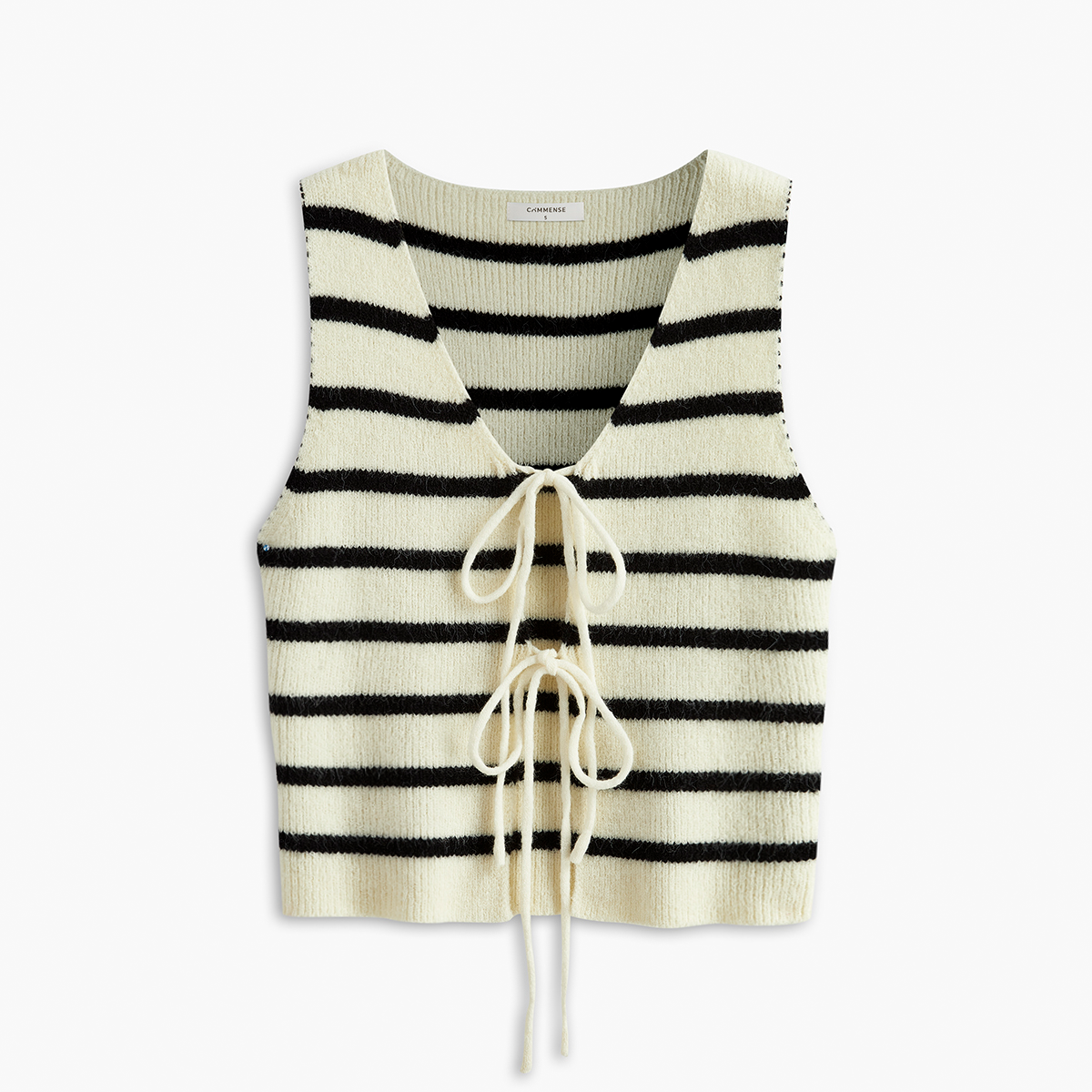 V Yaka Çizgili Kravat Kazak Yelek