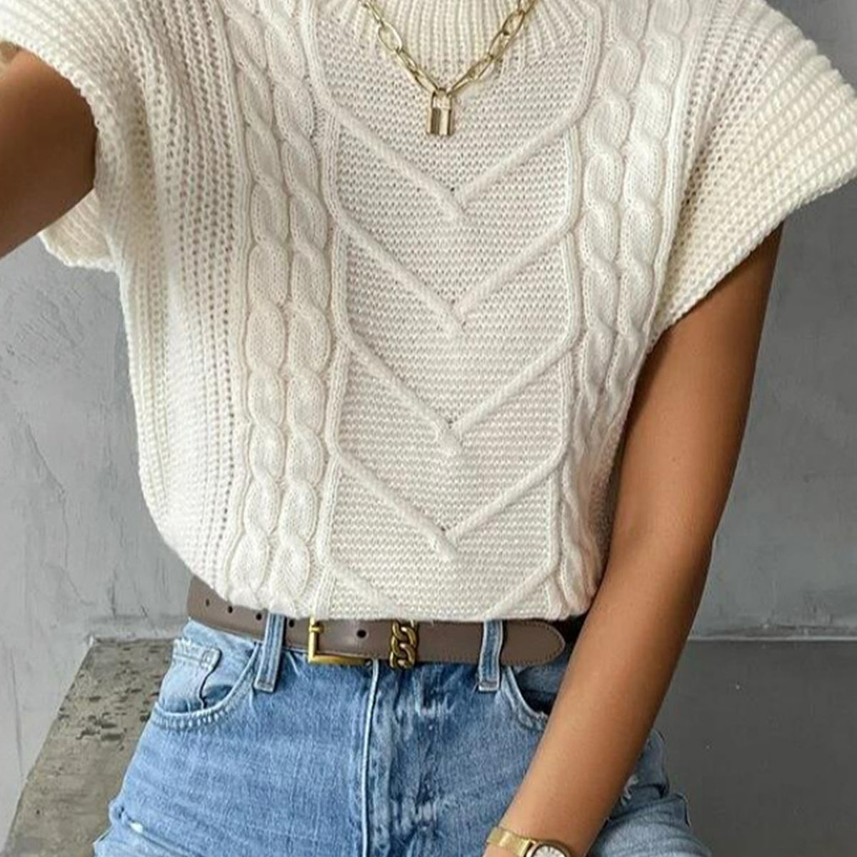 Düz Kısa Kollu Kazak Yelek