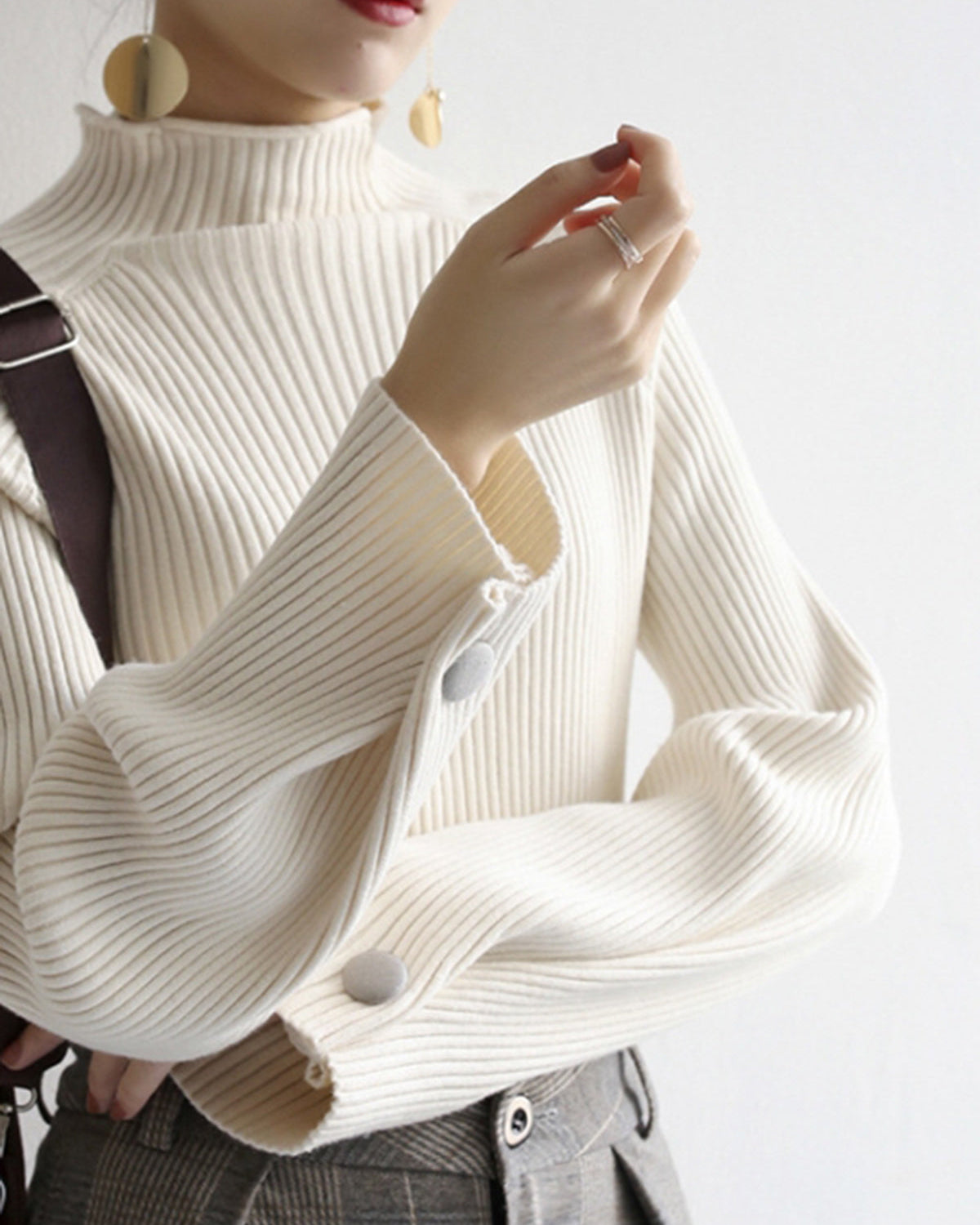 Minimalist Düz Kaburgalı Kazak