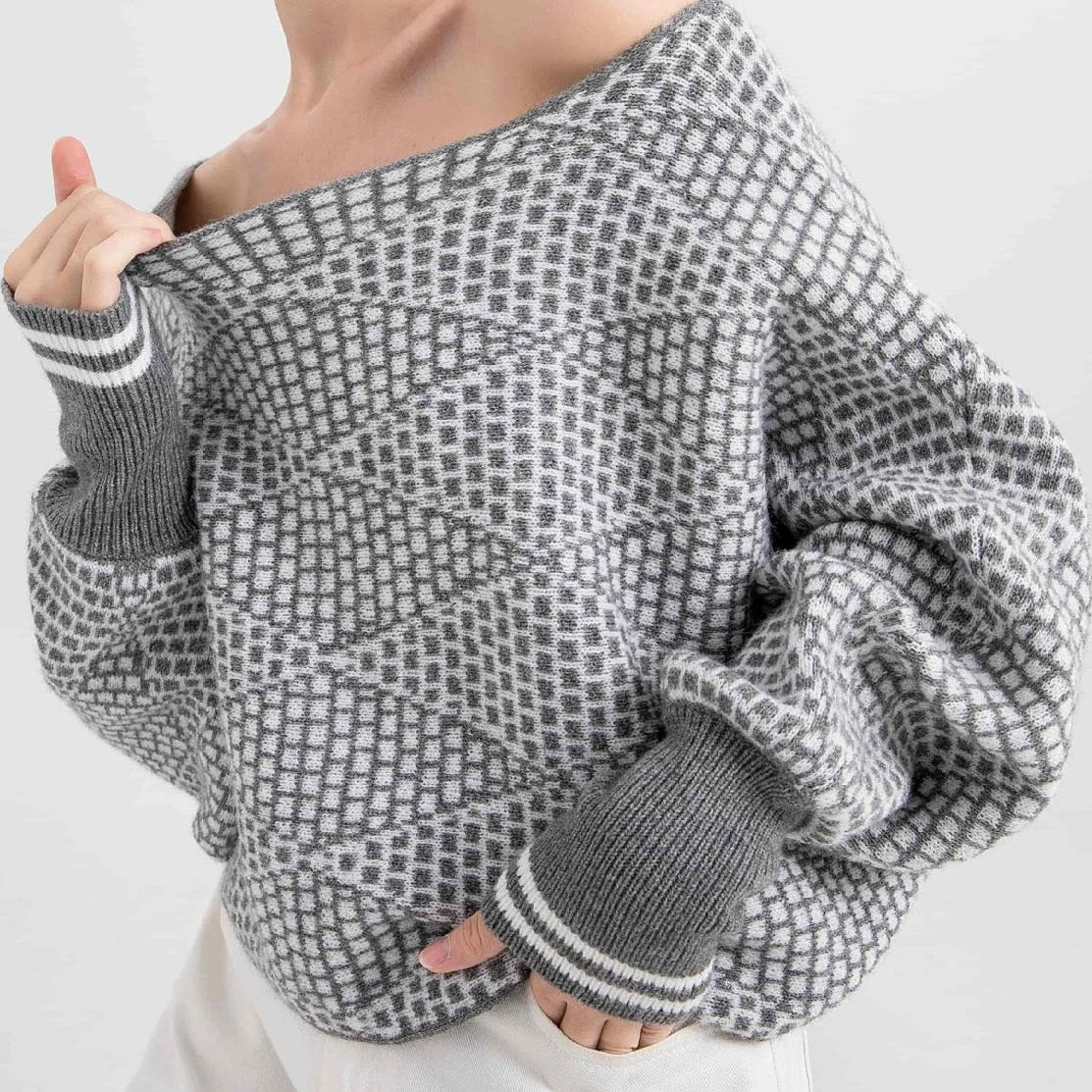 Yün Karışımlı Omuz Açık Kazak