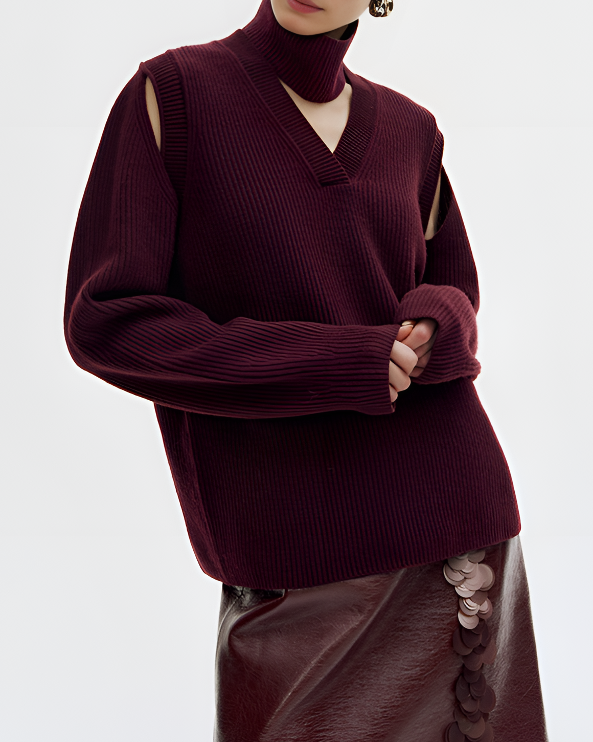 Büyük Boy Yün Karışımlı Yivli Kesim Kazak