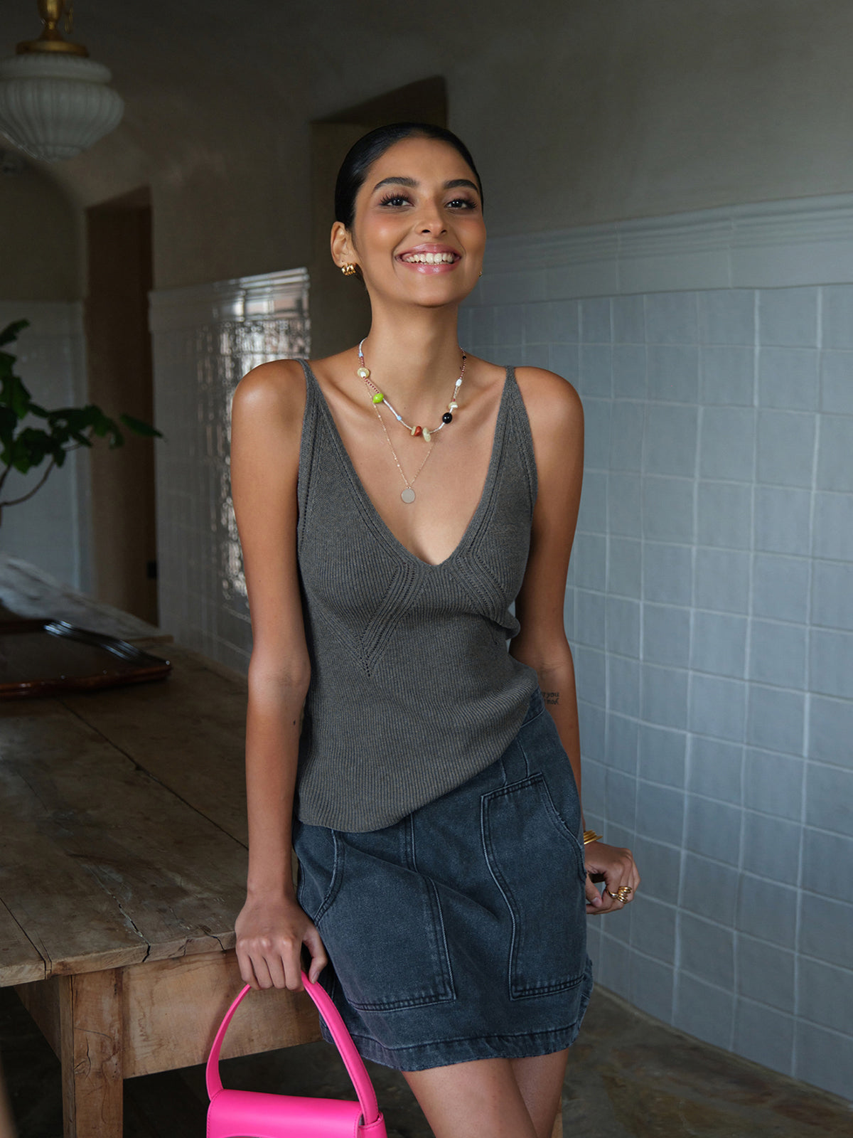 Ribanalı Düz Kazak Yelek