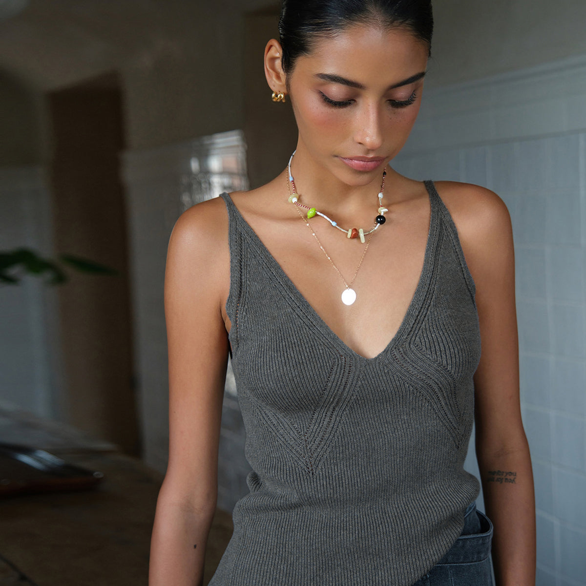 Ribanalı Düz Kazak Yelek