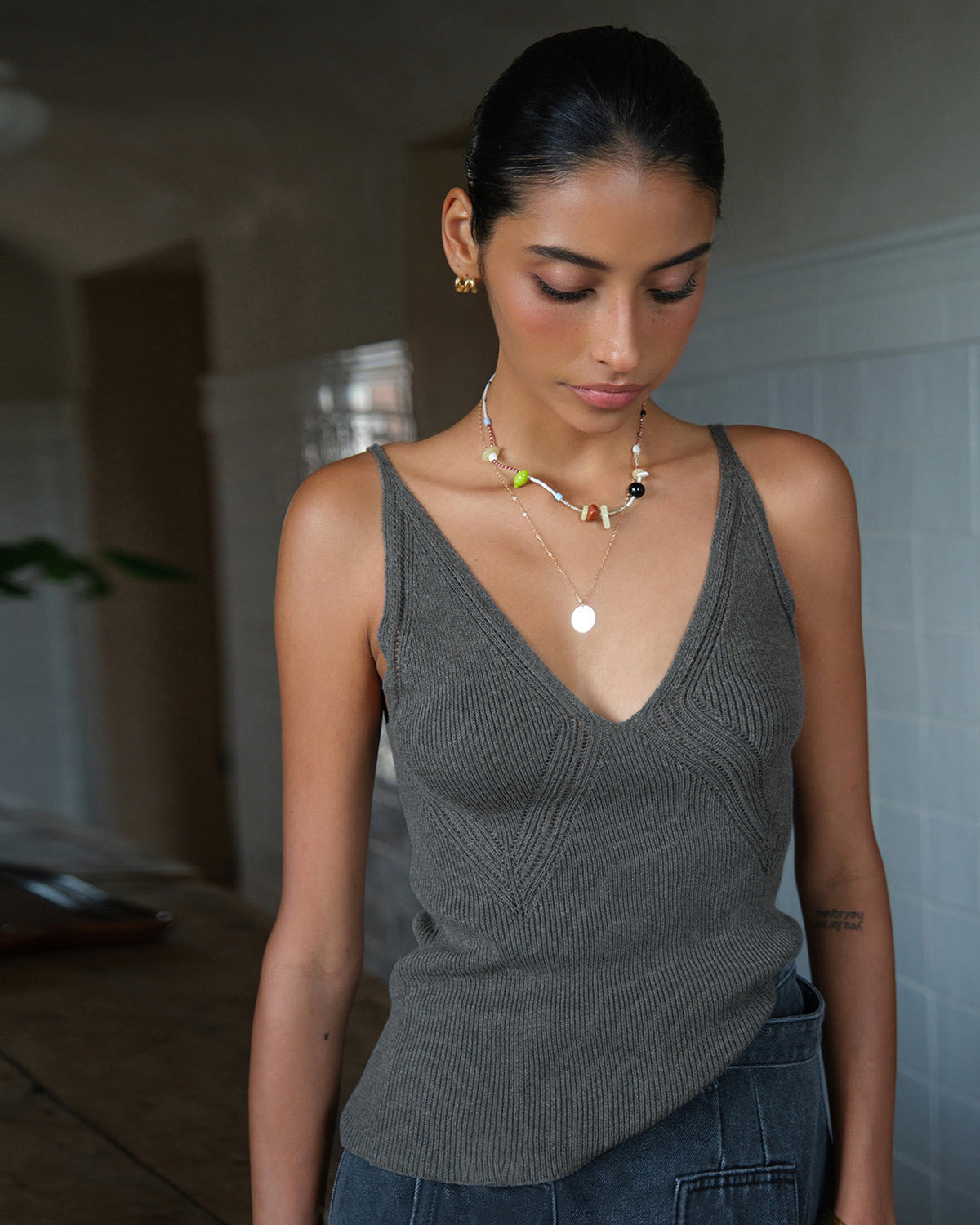 Ribanalı Düz Kazak Yelek