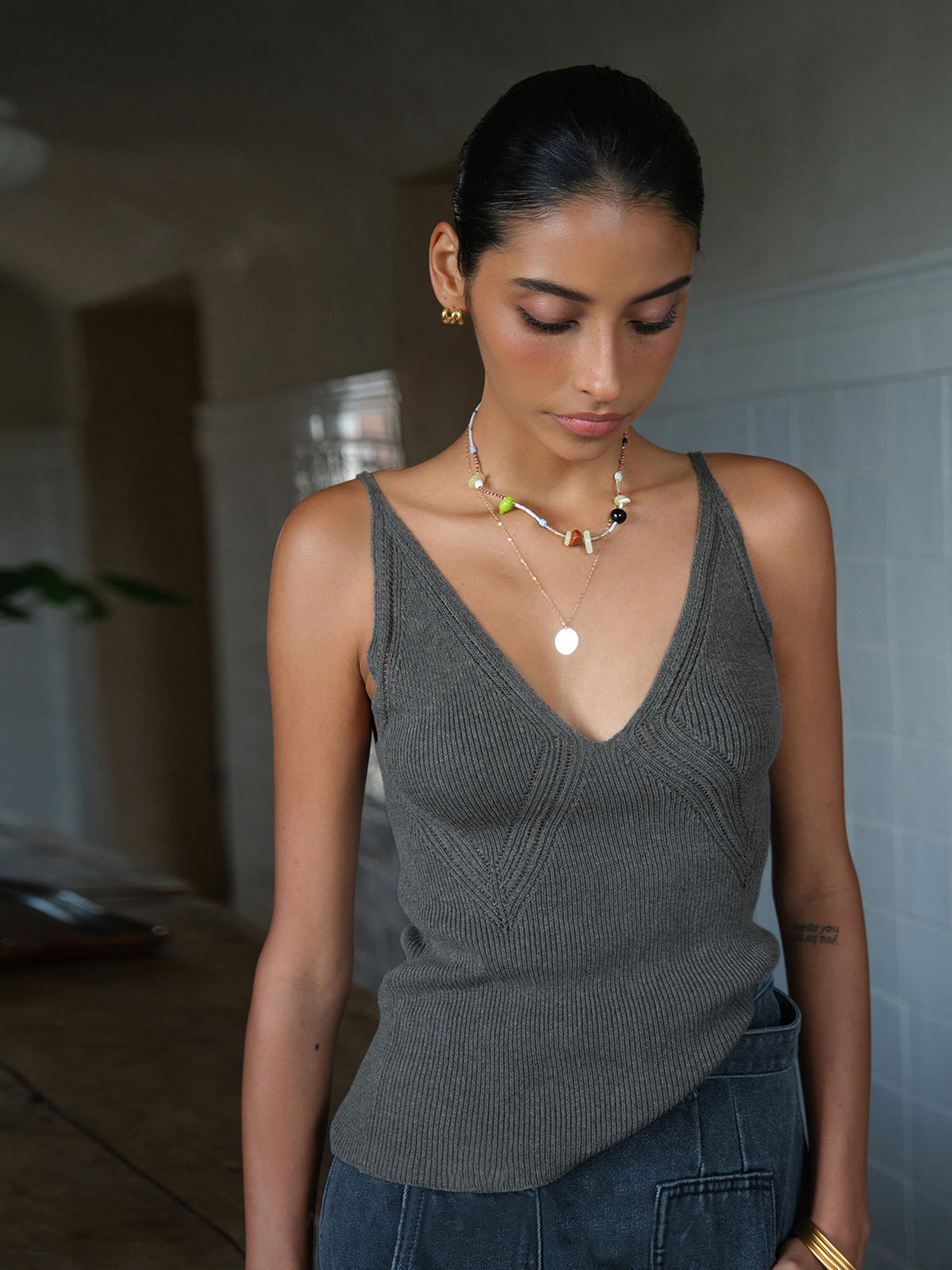 Ribanalı Düz Kazak Yelek