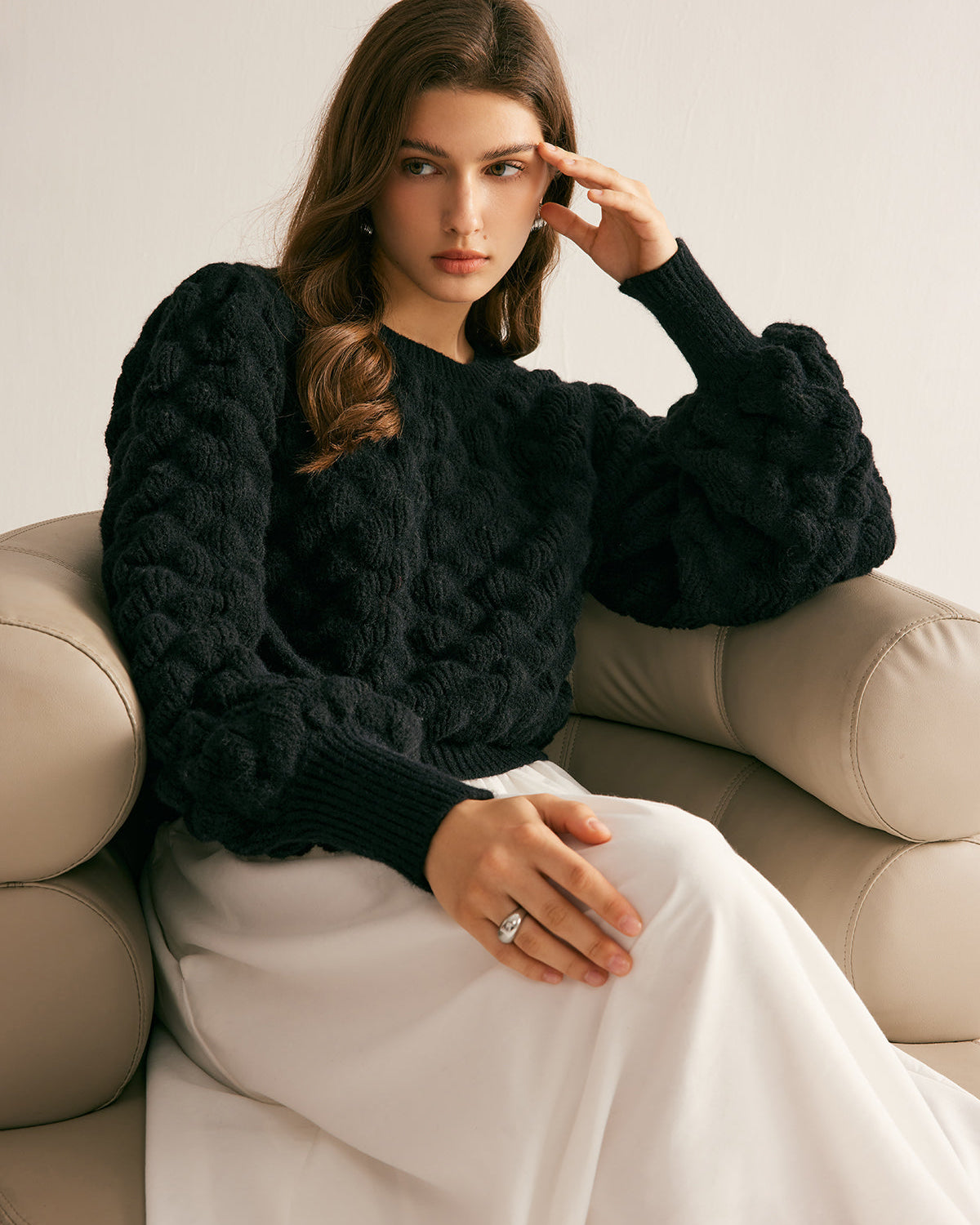 Yuvarlak Yaka Bulut Kazak