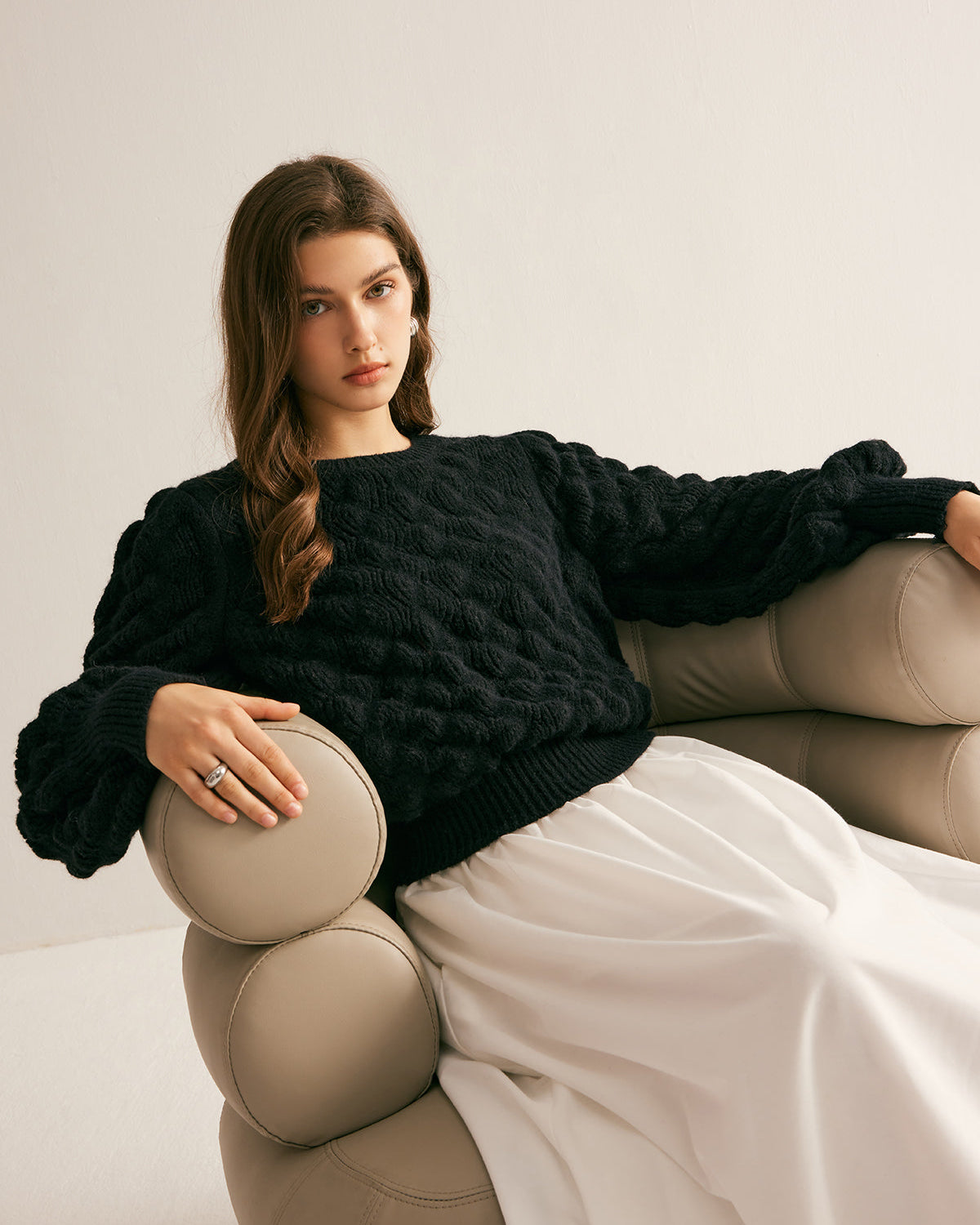 Yuvarlak Yaka Bulut Kazak