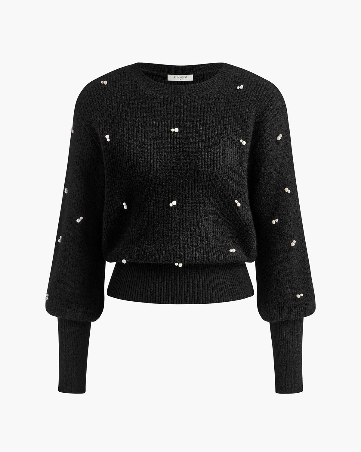 İnci Boncuklu Büzgülü Kazak