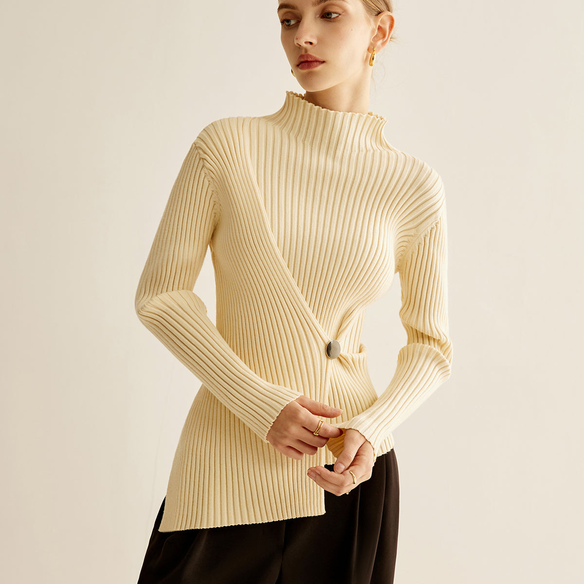 Balıkçı Yakalı Kaburgalı Sıkma Kazak