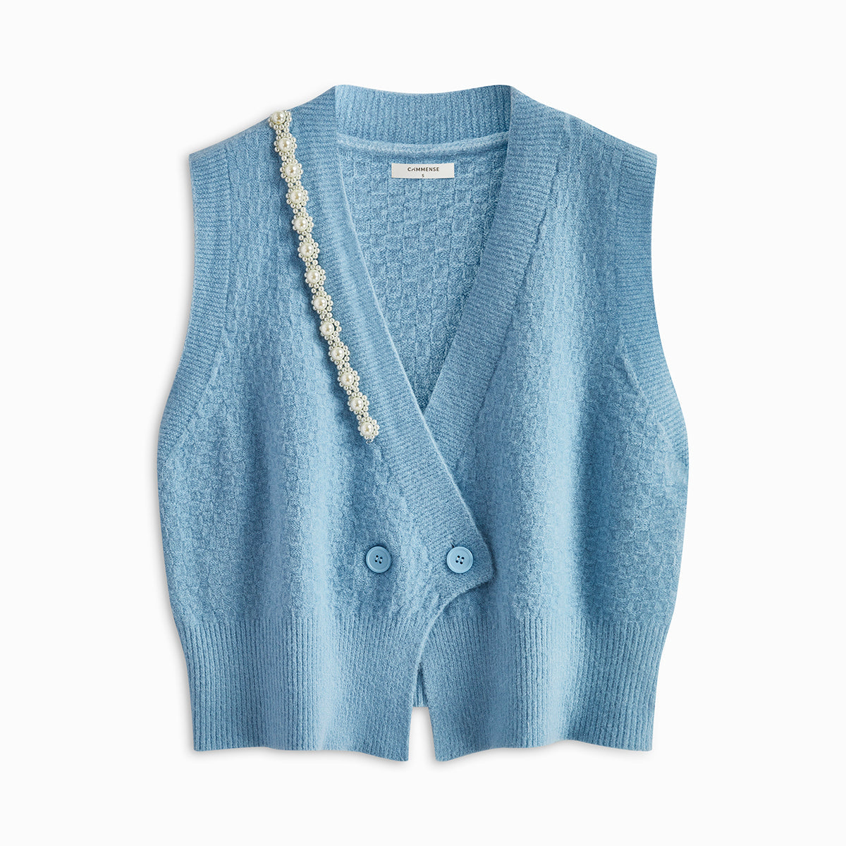 İnci Boncuklu Çapraz Kazak Yelek