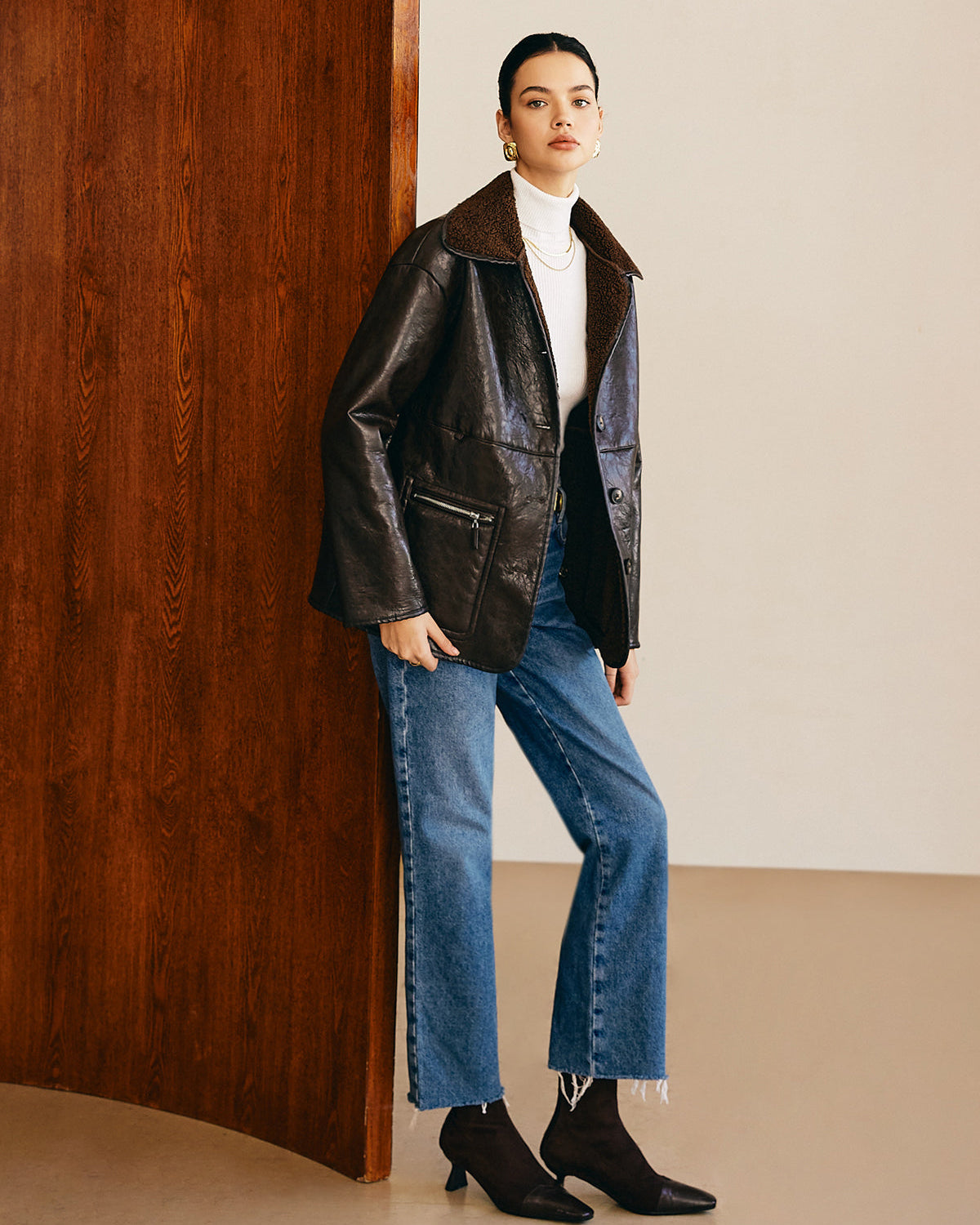 Çift Taraflı Suni Deri Polar Ceket