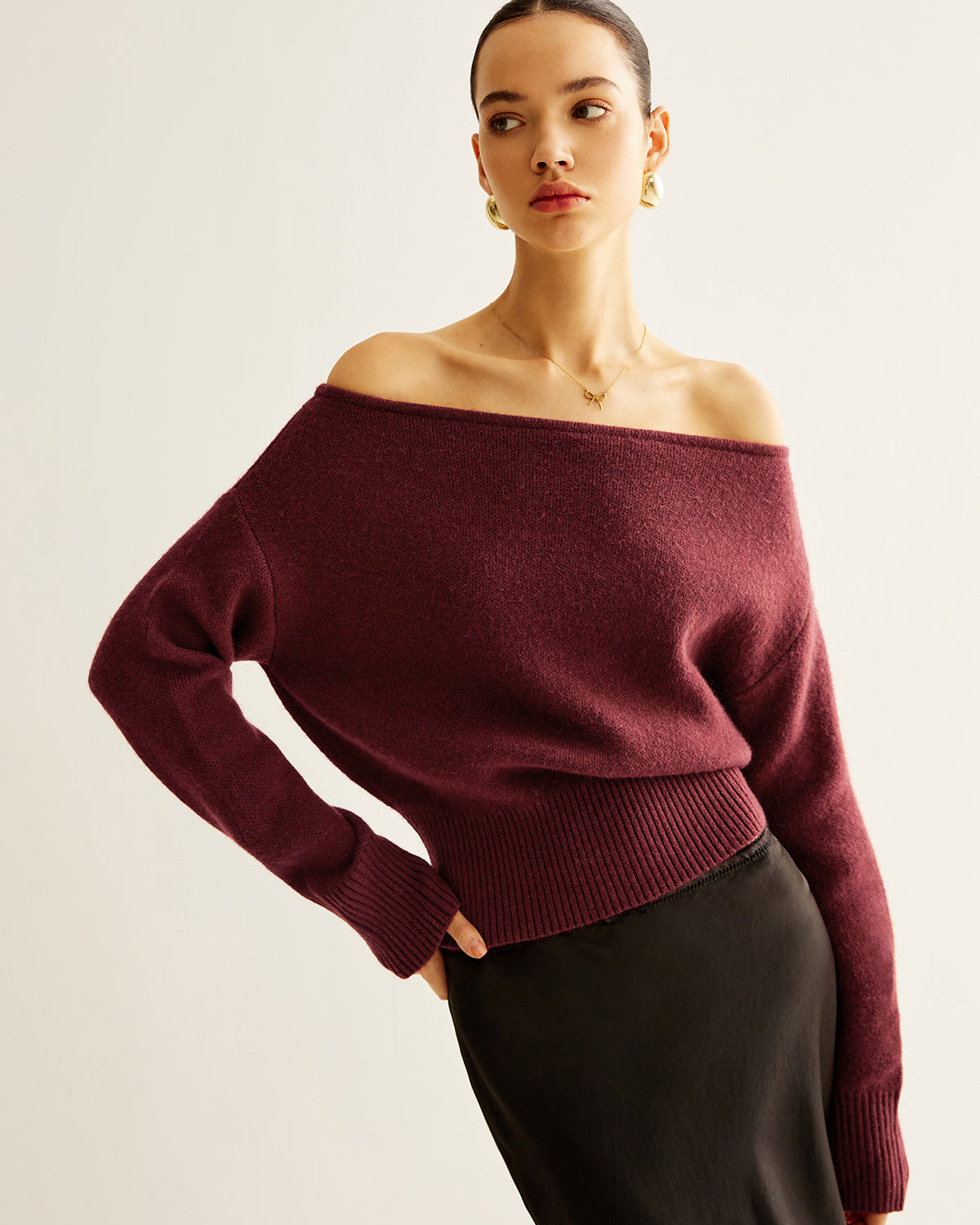 Soğuk Omuzlu Sıkma Kazak