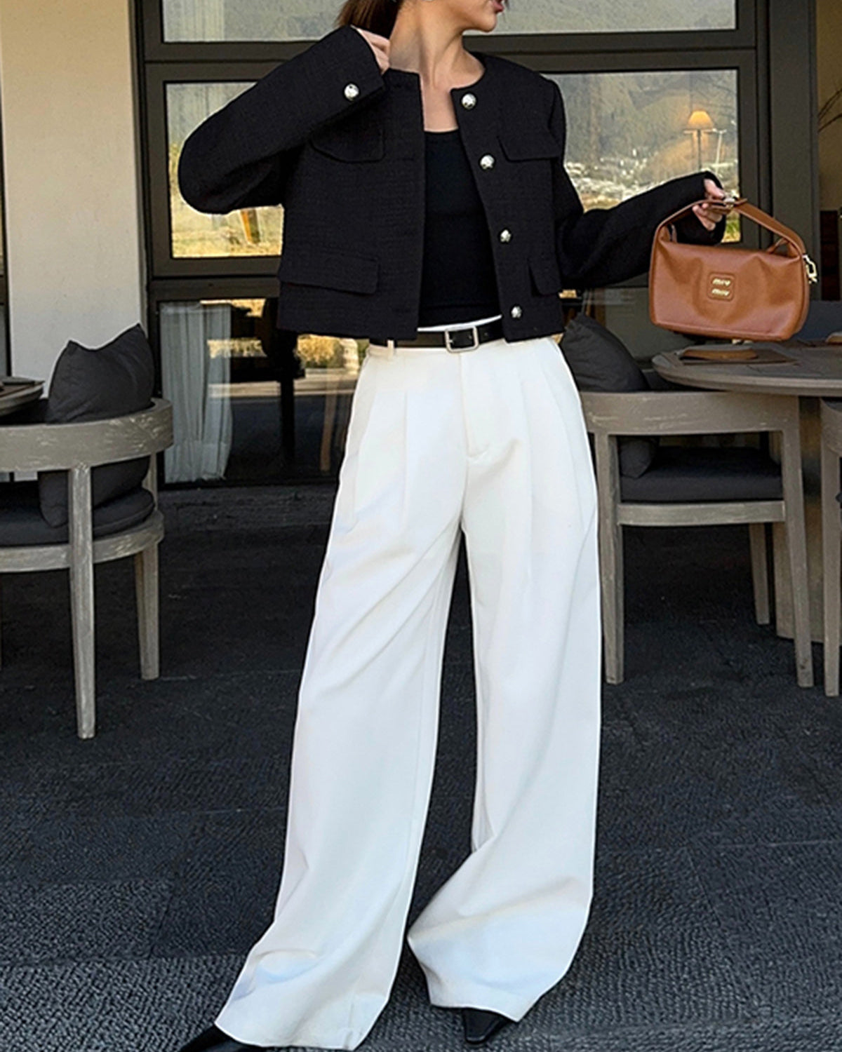 Düğmeli Tweed Ceket