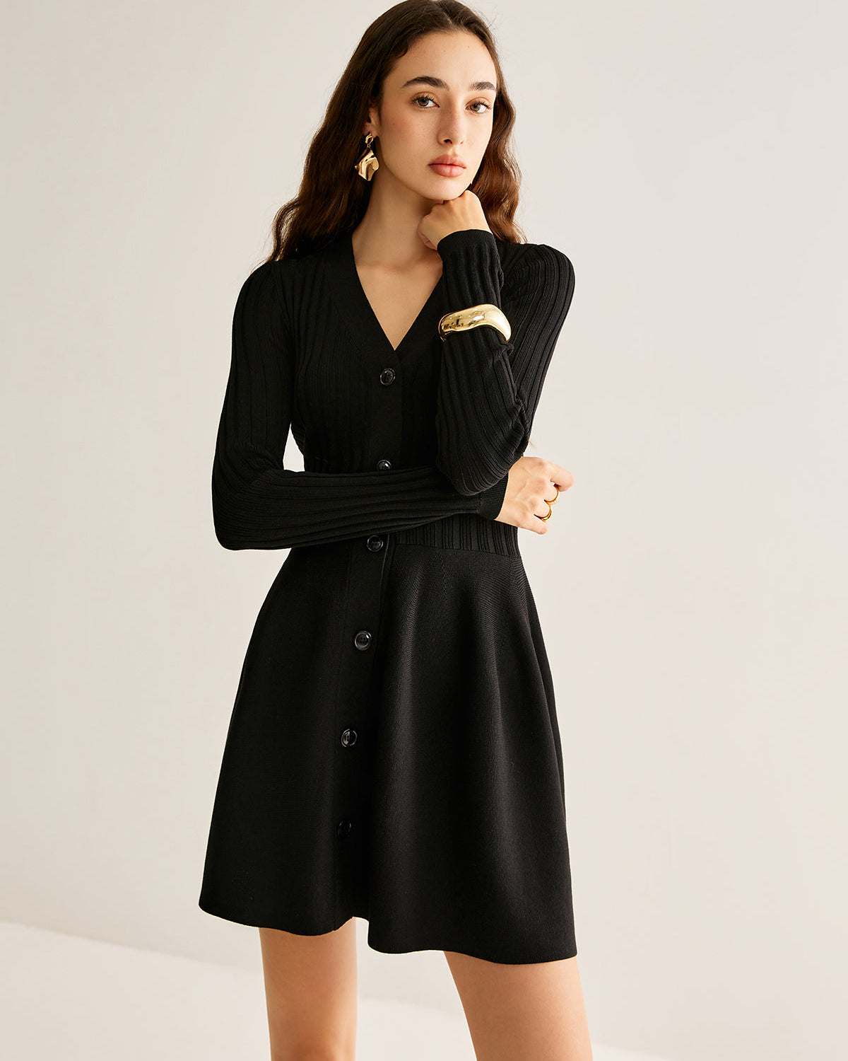 Göğüslü Uçuşan Kazak Kısa Elbise