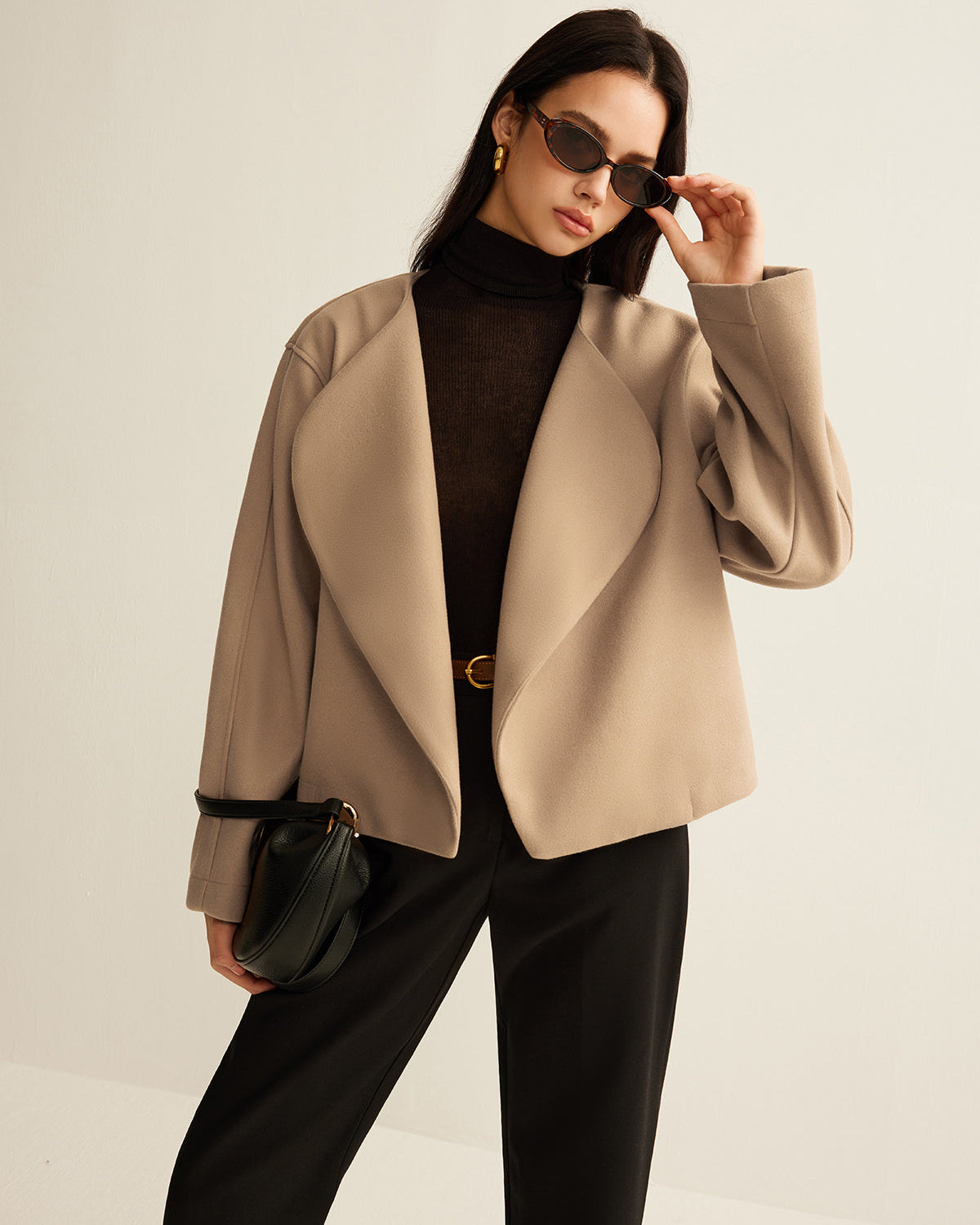 Düz Yakalı Shift Ceket