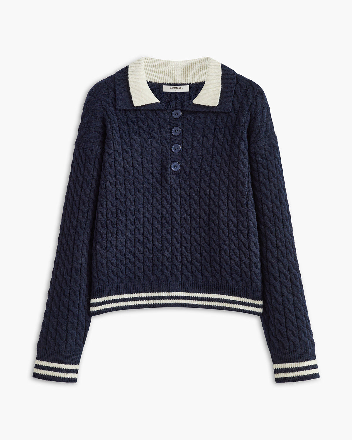 Kontrast Biyeli Düğmeli Triko Üst