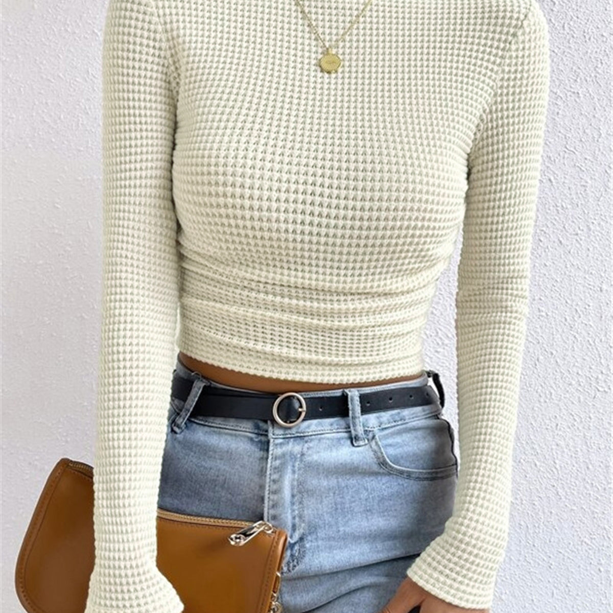 Düz Waffle İnce Kazak