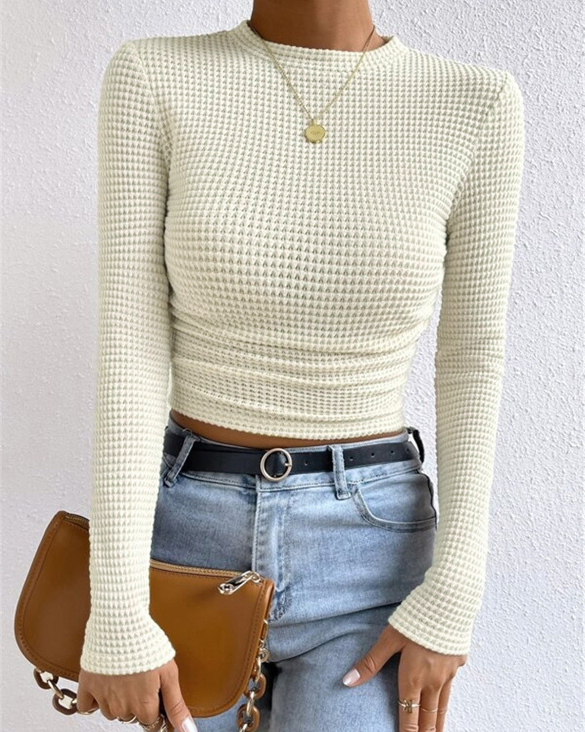 Düz Waffle İnce Kazak