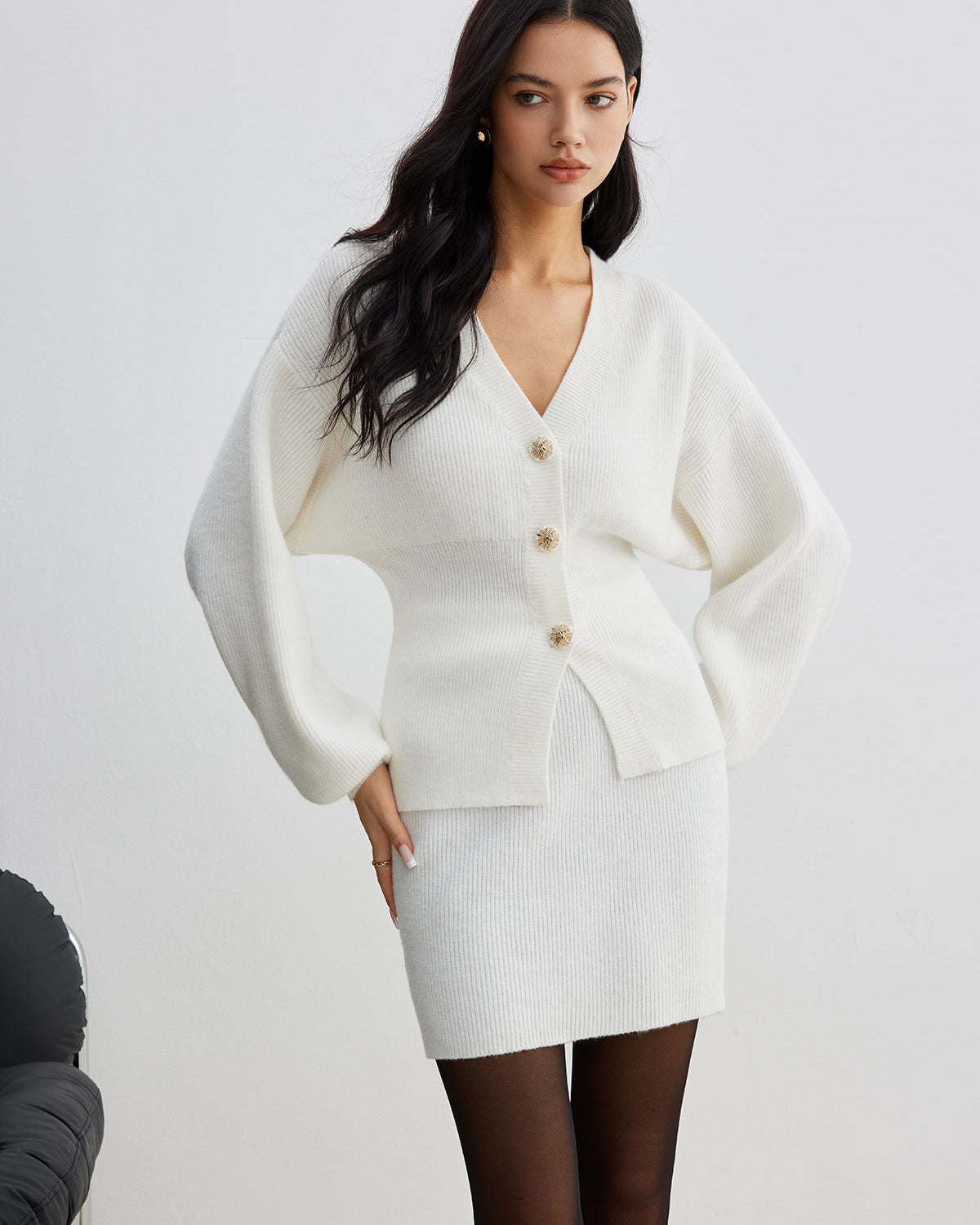 Şık Ribanalı Triko Mini Etek